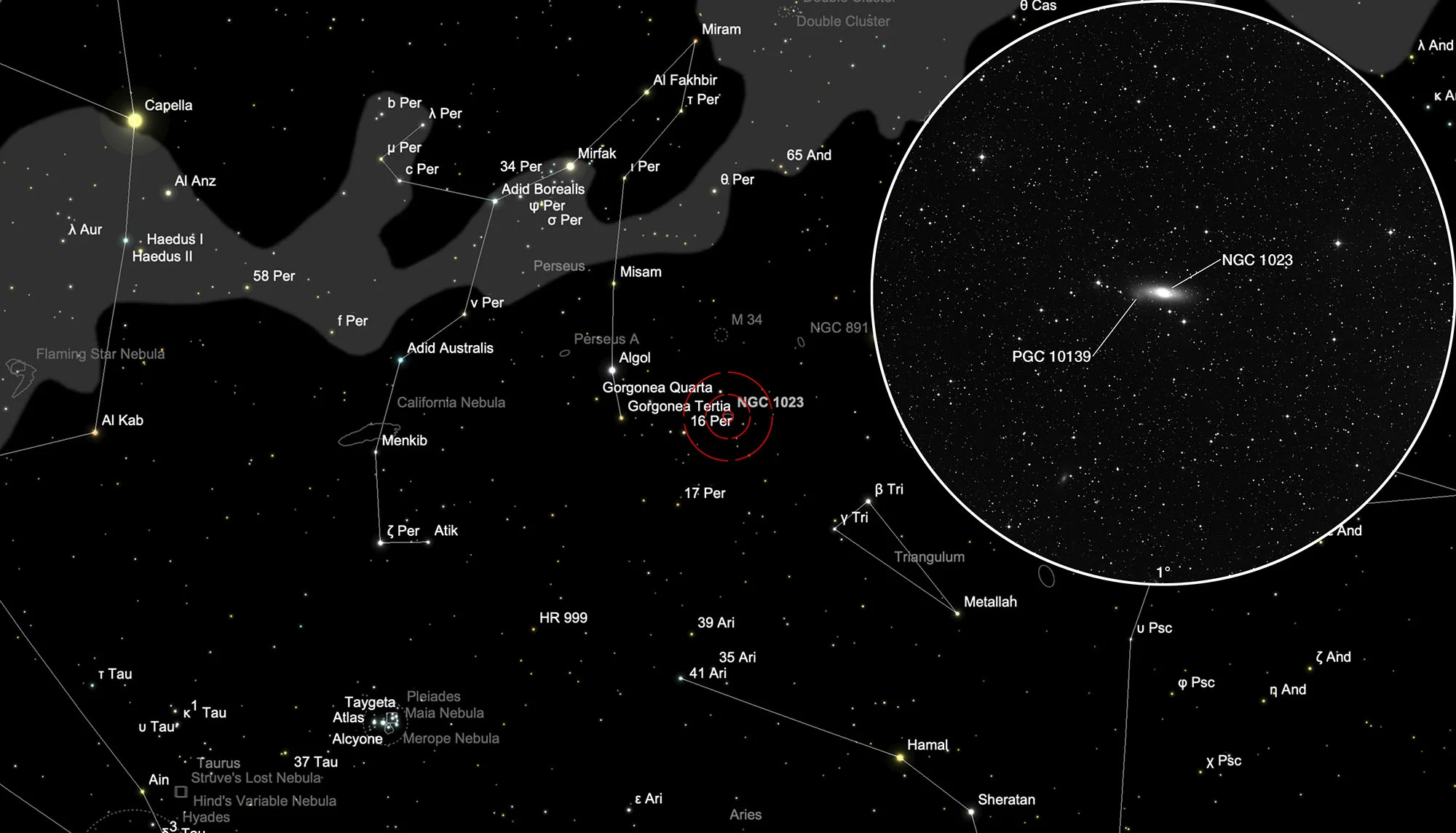 Karte NGC 1023