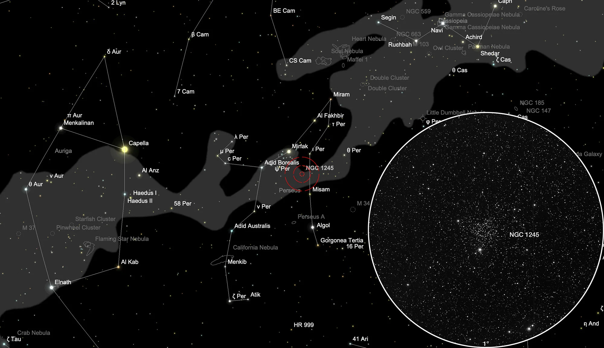Karte NGC 1245