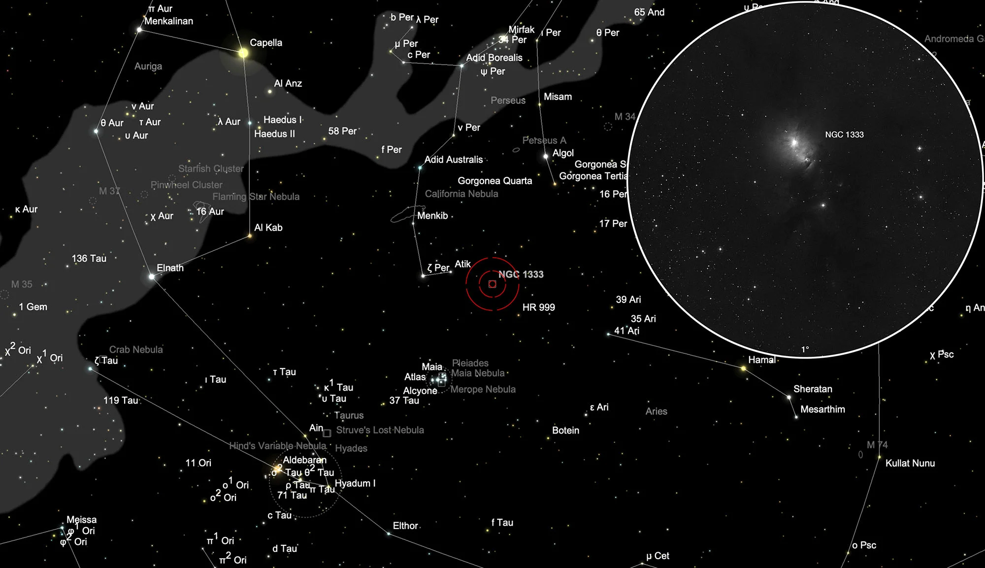 Karte NGC 1333