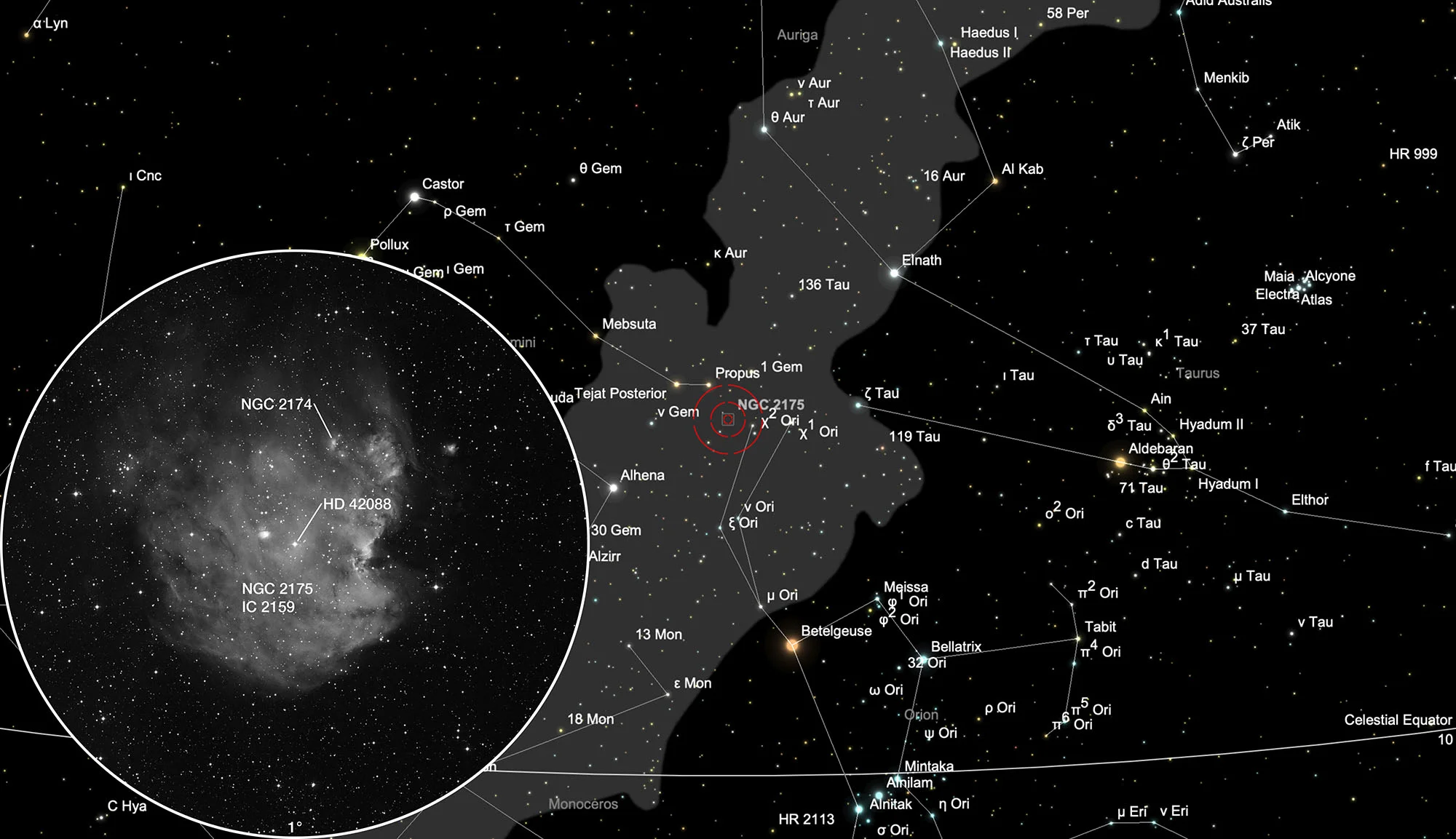 Karte NGC 2175