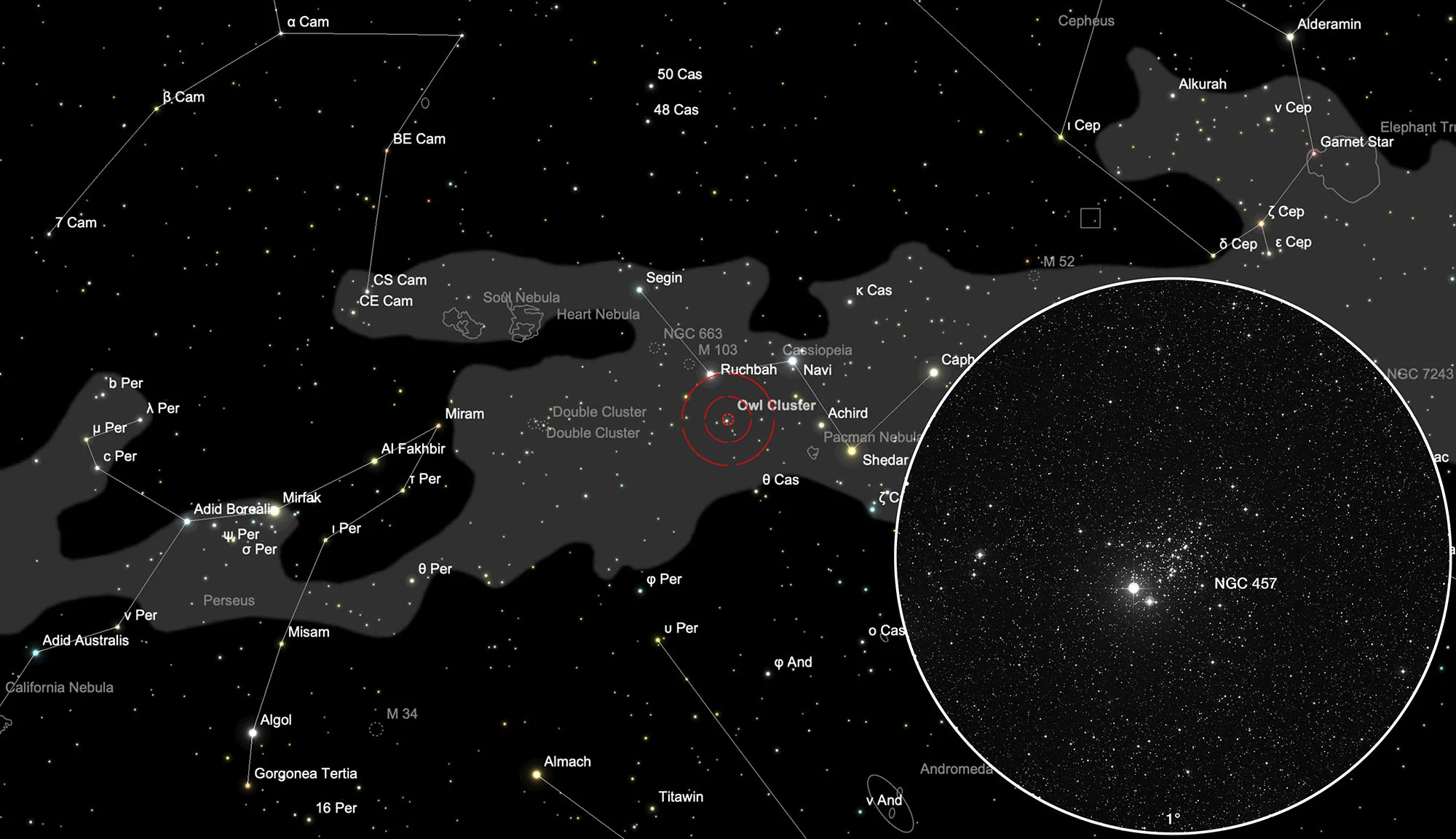 Karte NGC 457
