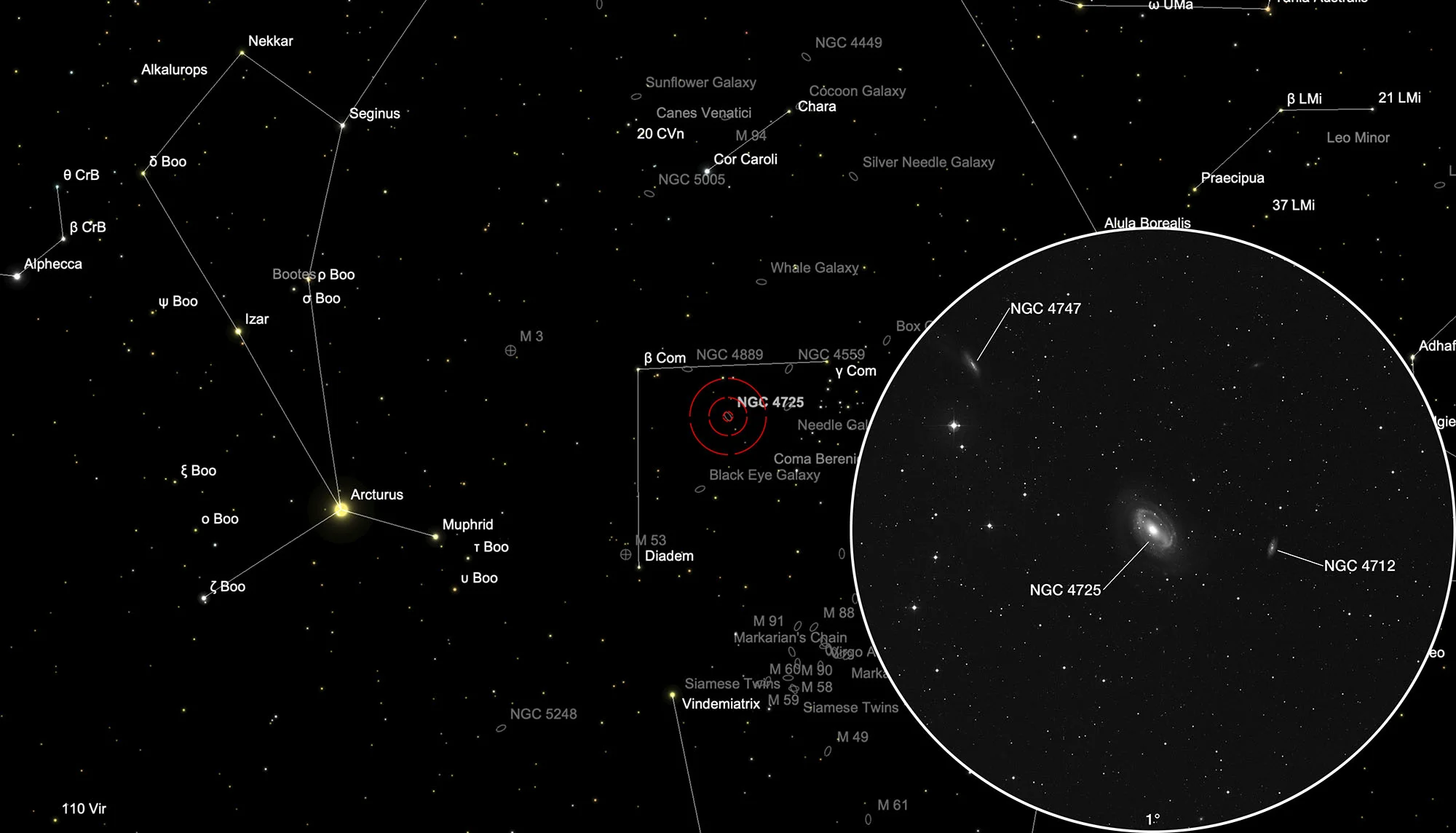 Karte NGC 4725