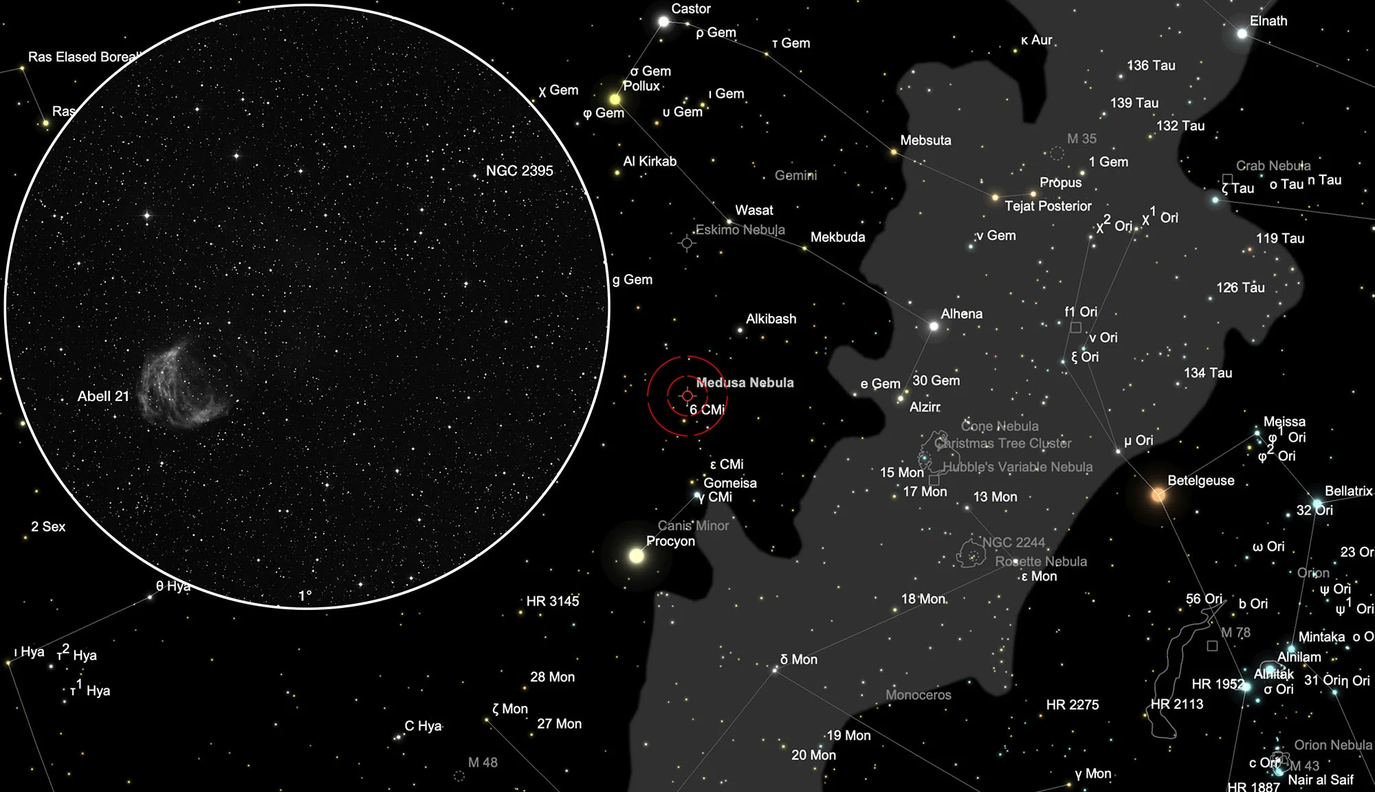 Finder Chart Medusa Nebula (Abell 21)