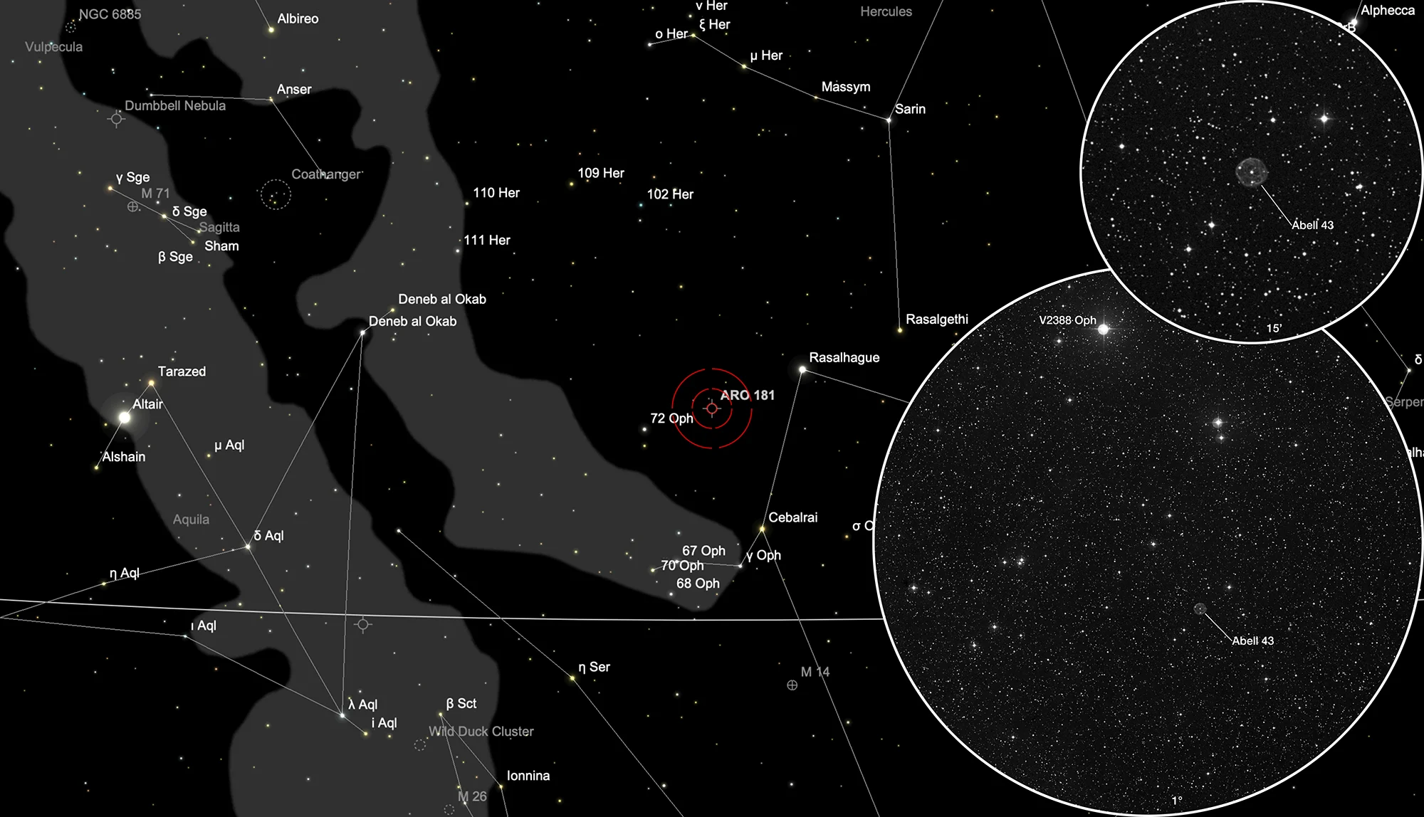 Finder Chart Planetary Nebula Abell 43