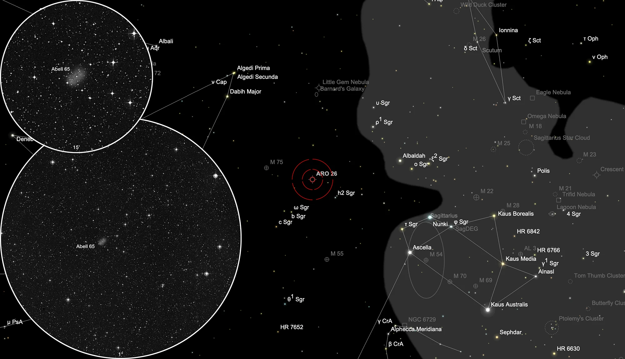 Chart Planetary Nebula Abell 65
