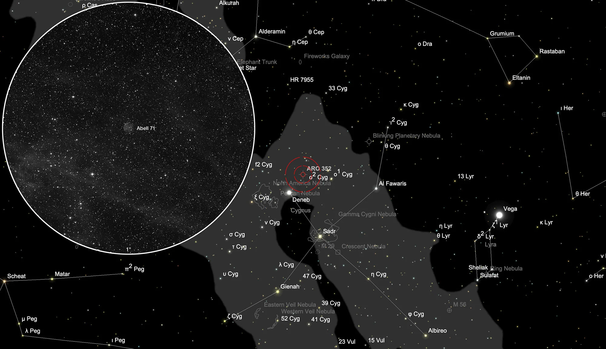 Karte Planetarischer Nebel Abell 71