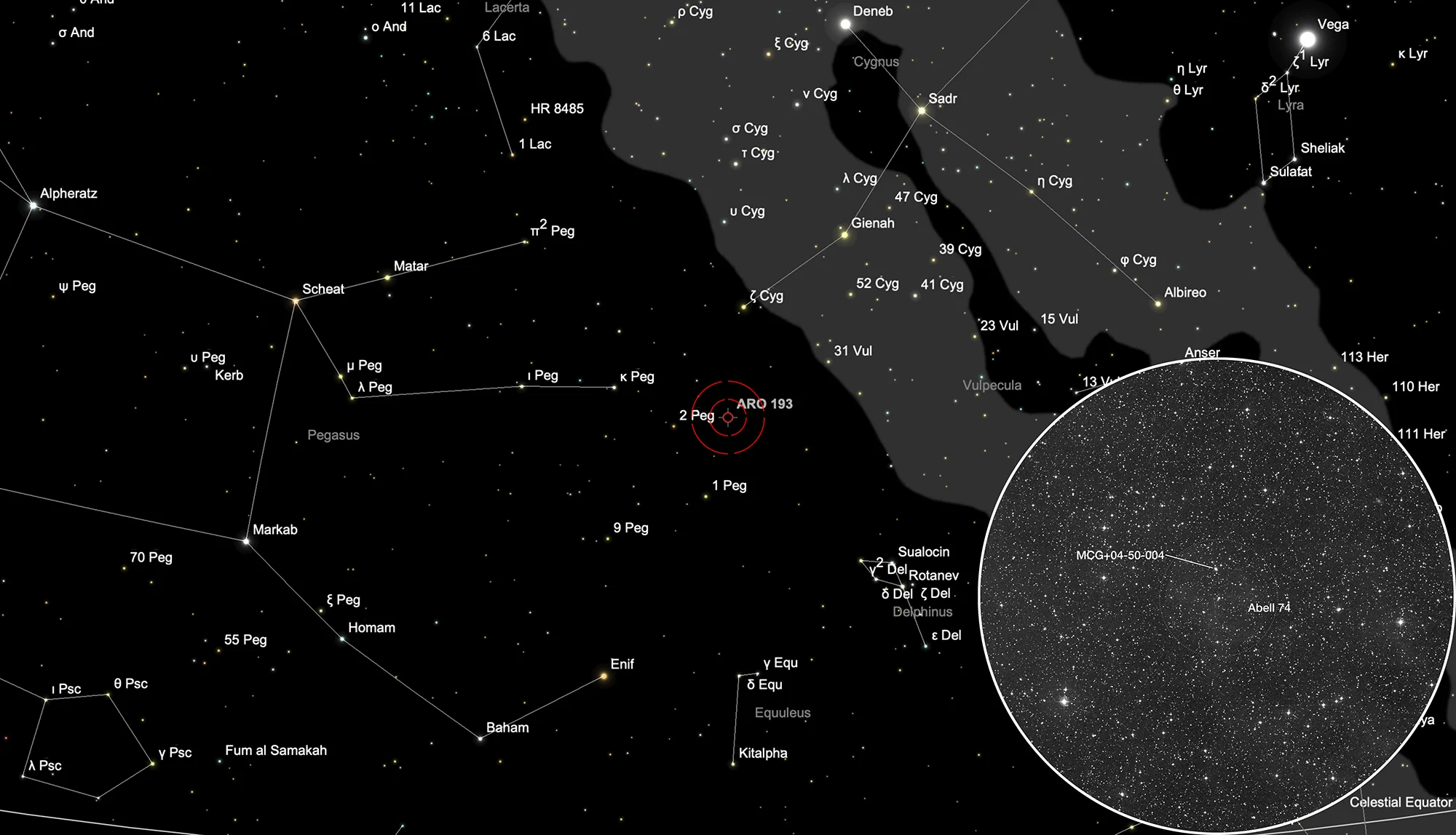 Karte Planetarischer Nebel Abell 74