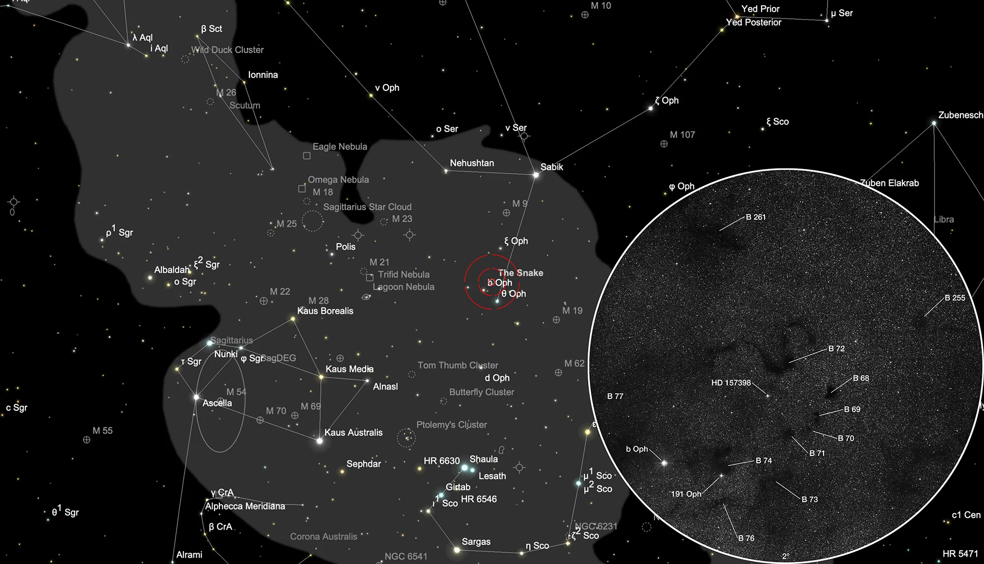 Finder Chart Snake Nebula (Barnard 72)