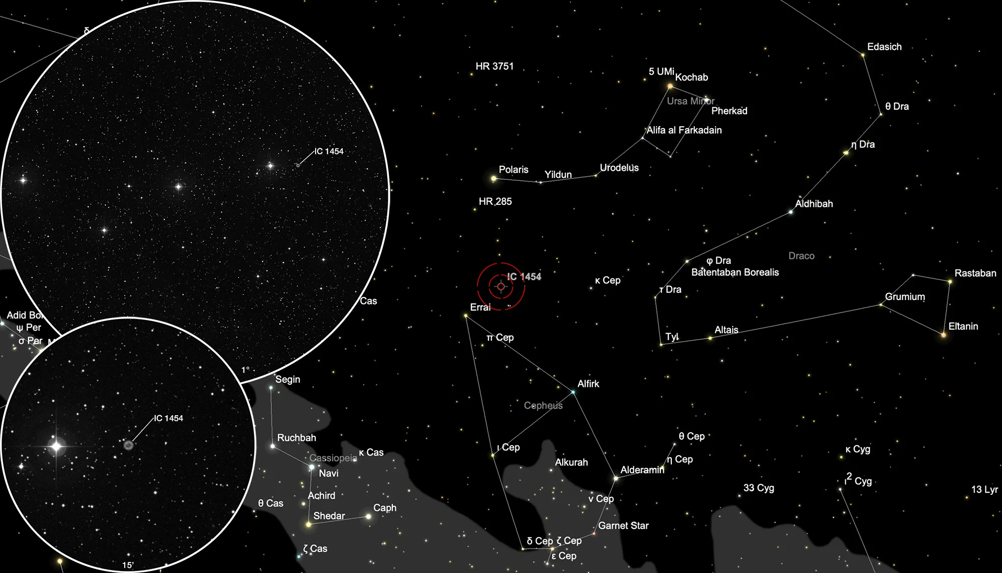 Chart Planetary Nebula IC 1454