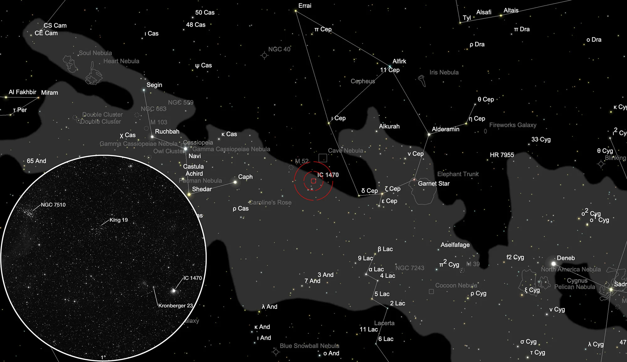 Karte Galaktischer Nebel IC 1470