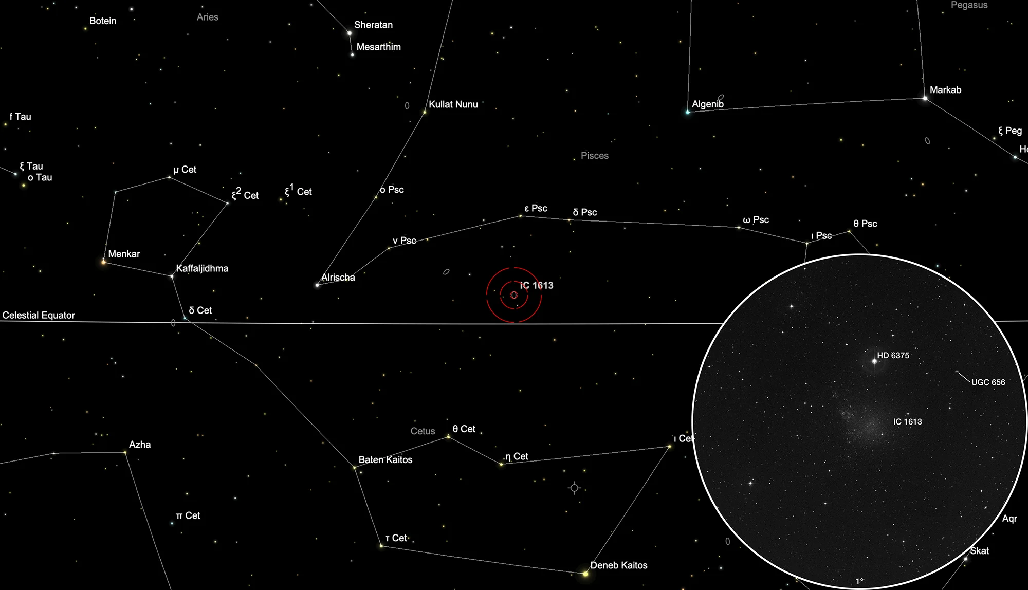 Auffindkarte Zwerggalaxie IC 1613