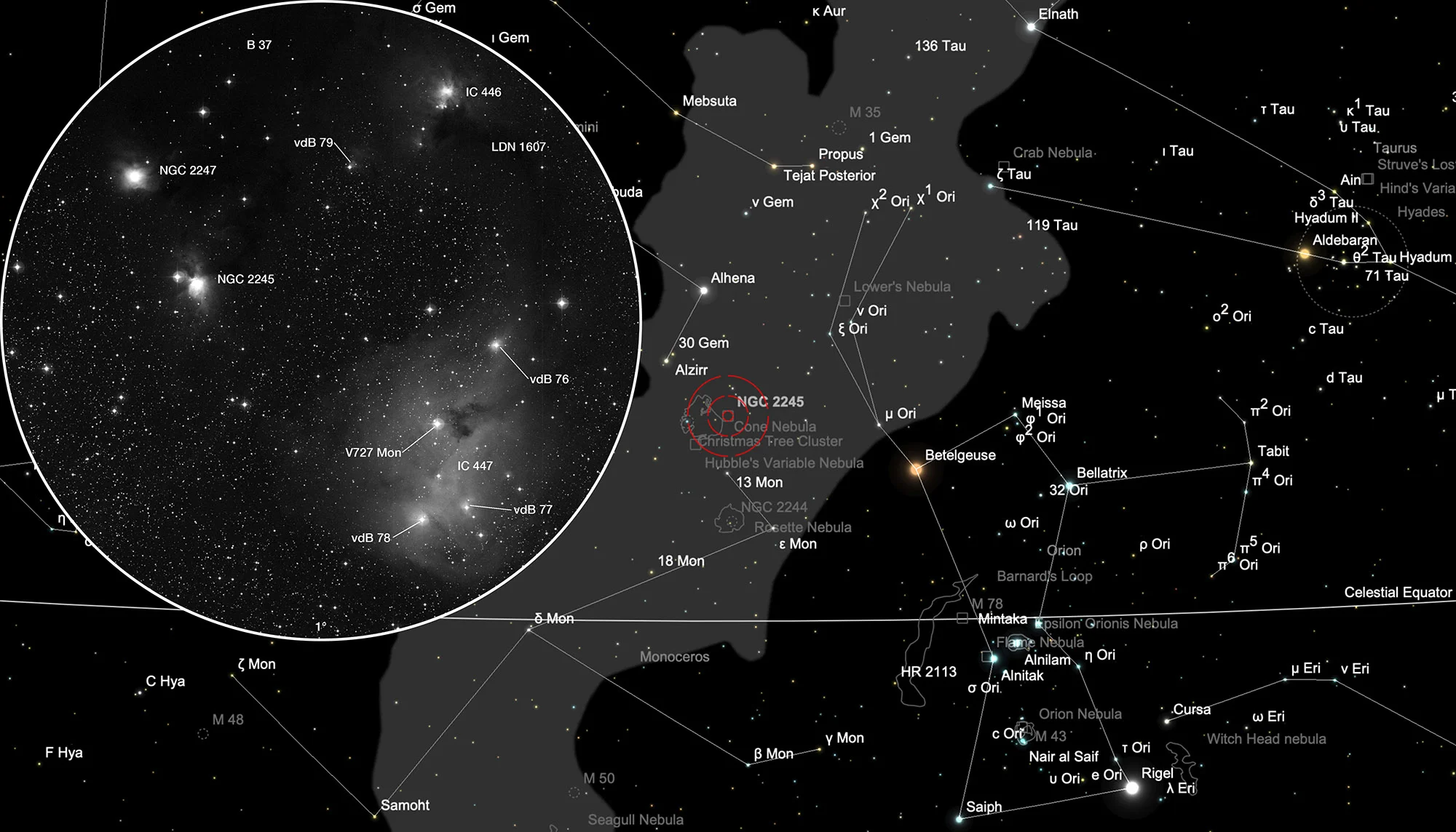 Karte Dreyers Nebel (IC 447)