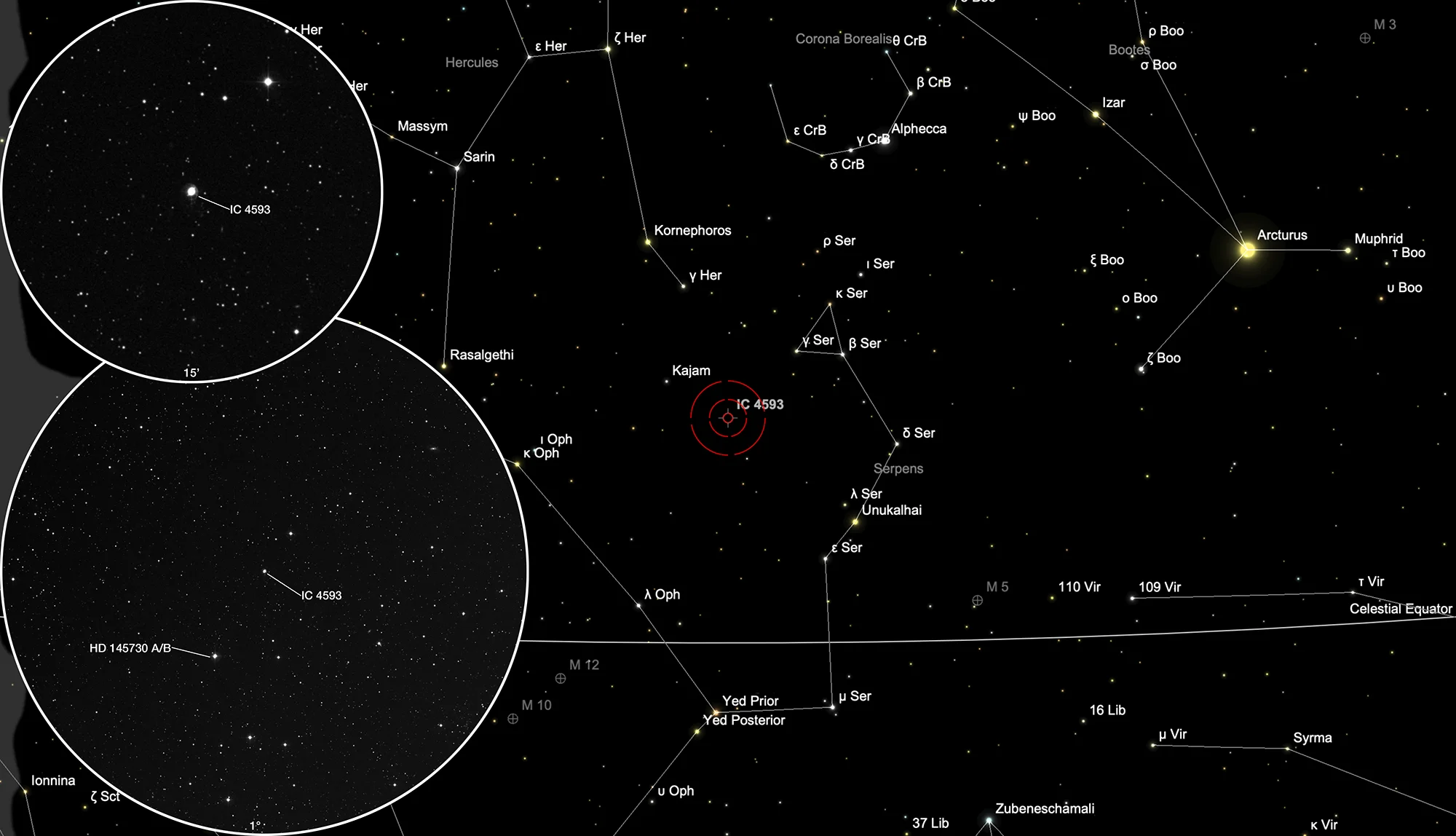 Chart Planetary Nebula IC 4593