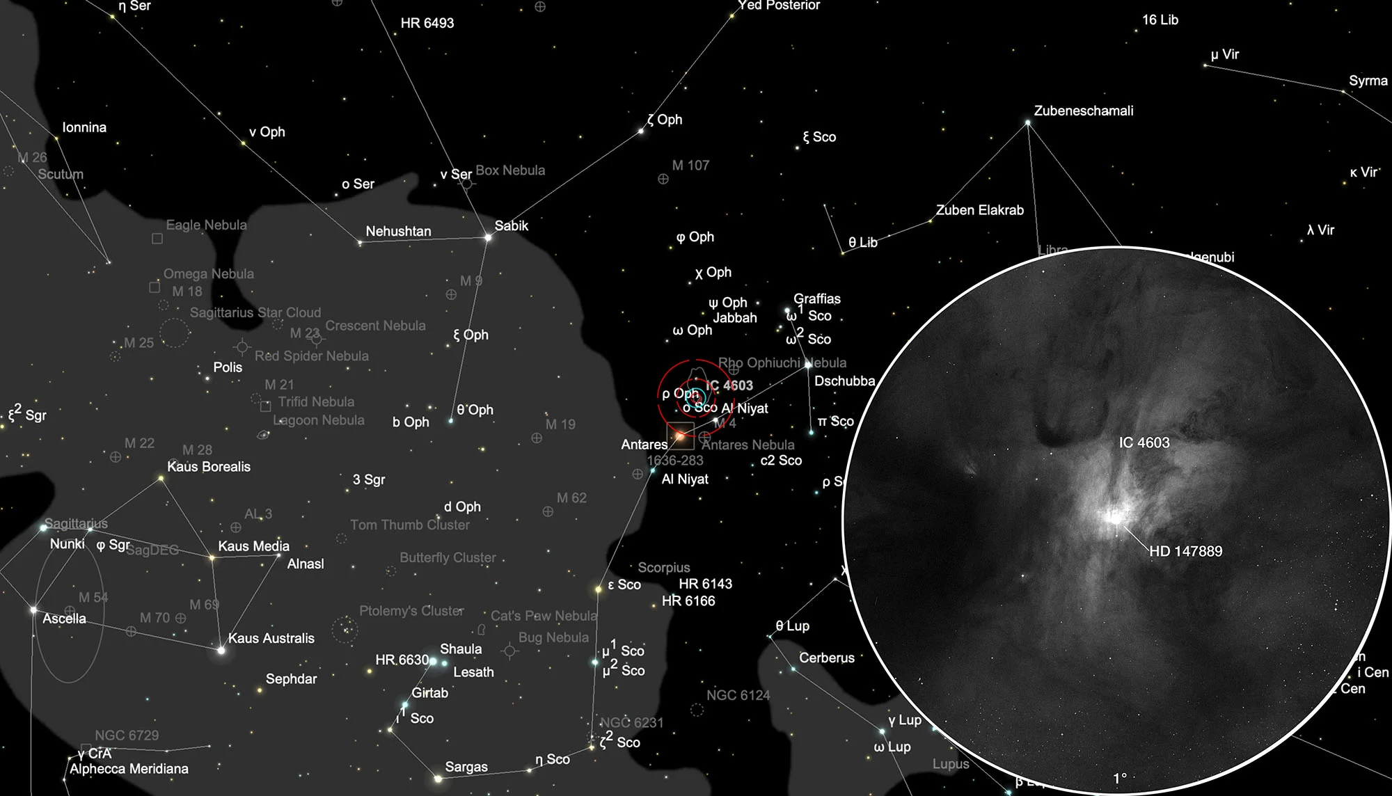Karte Galaktischer Nebel IC 4603