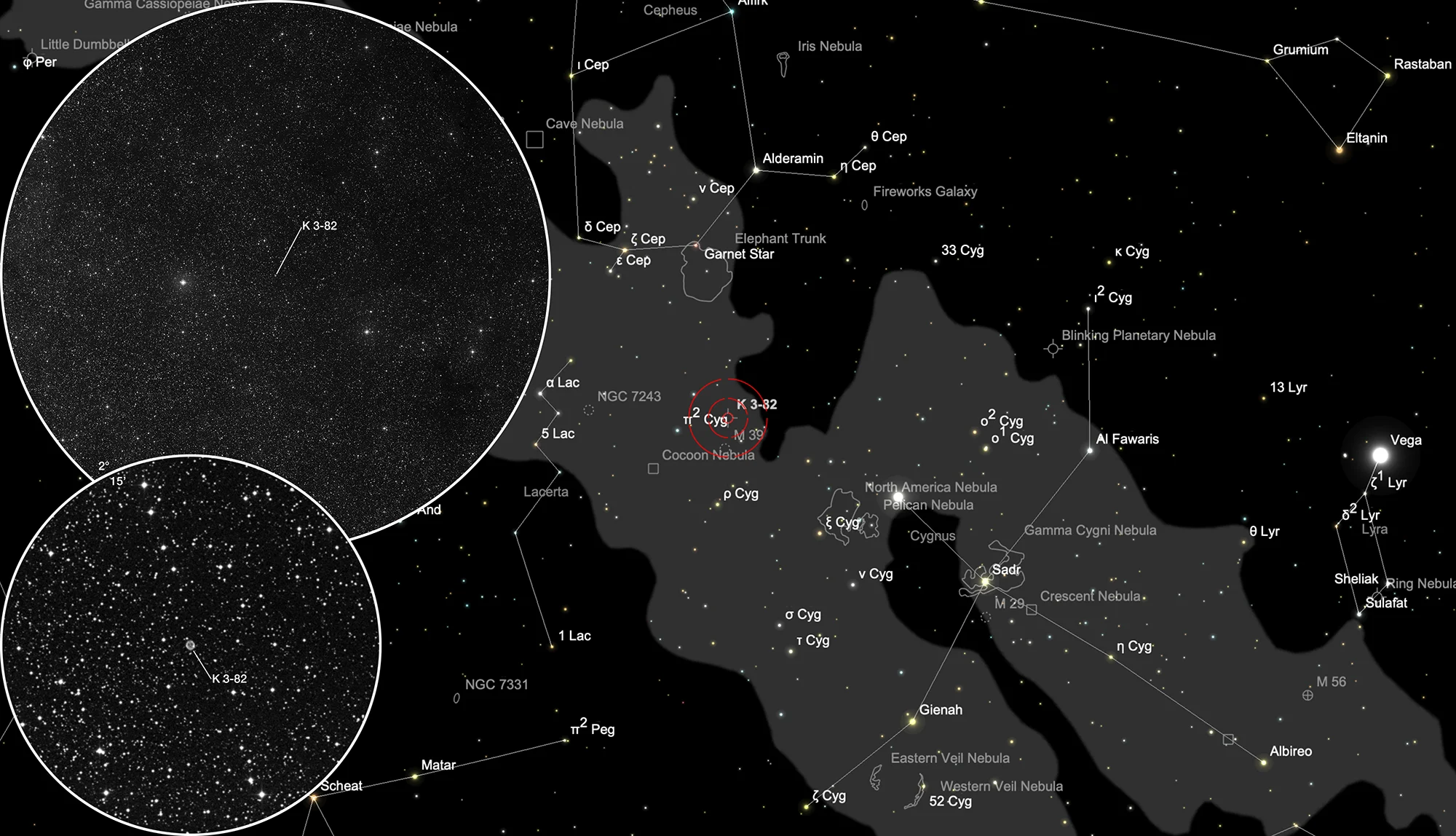 Auffindkarte Planetarischer Nebel Kohoutek 3-82