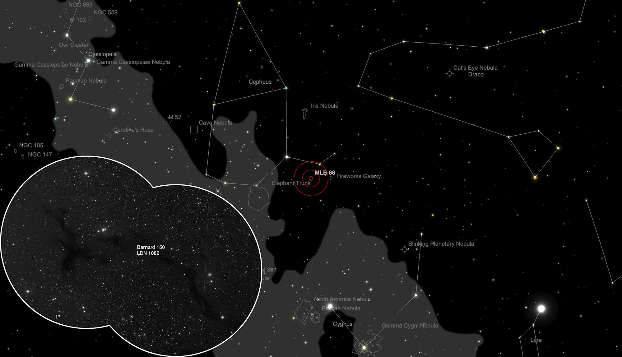 Finder Chart Seahorse Nebula (LDN 1082)