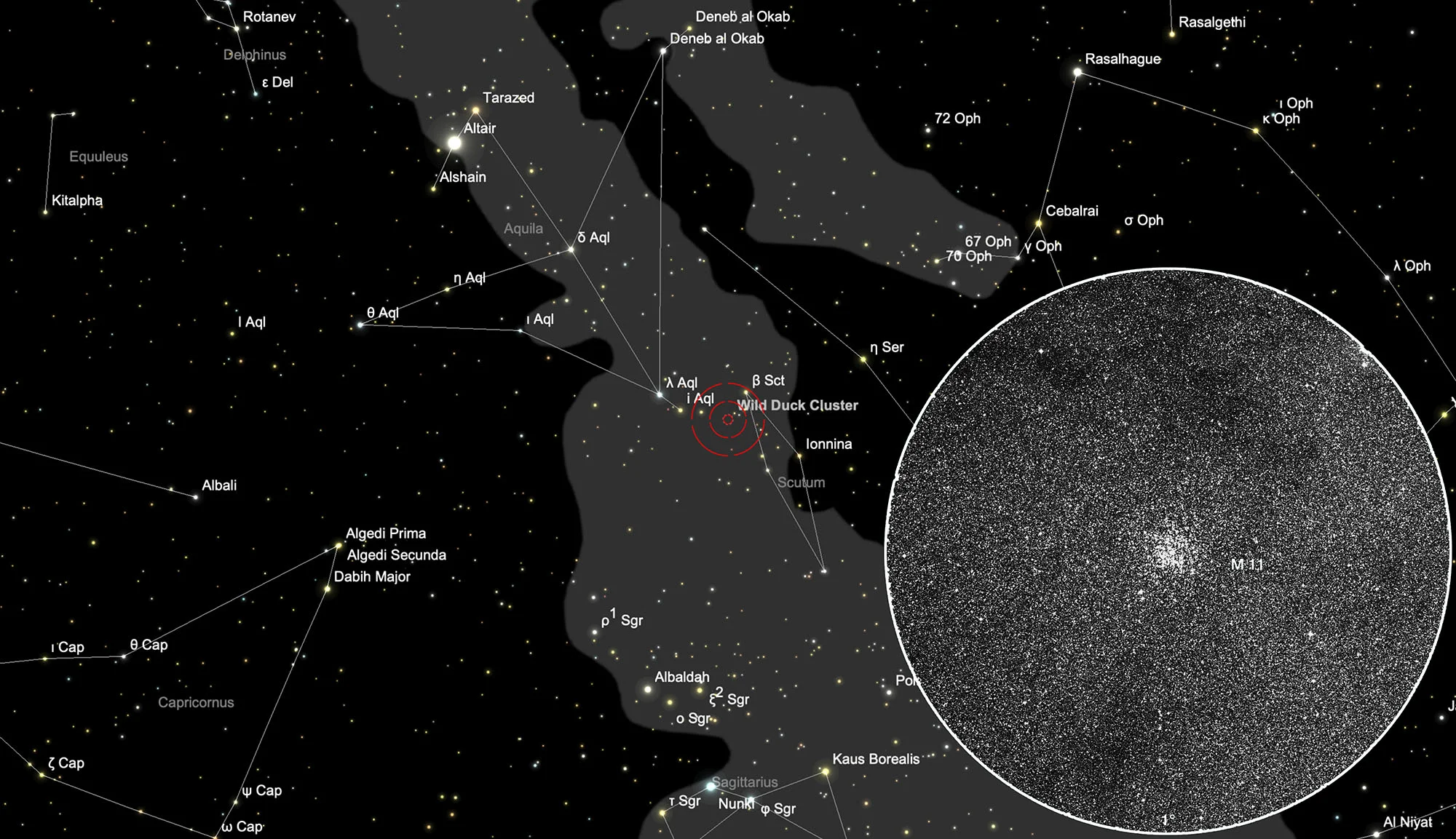Auffindkarte Wildenten-Haufen (Messier 11)