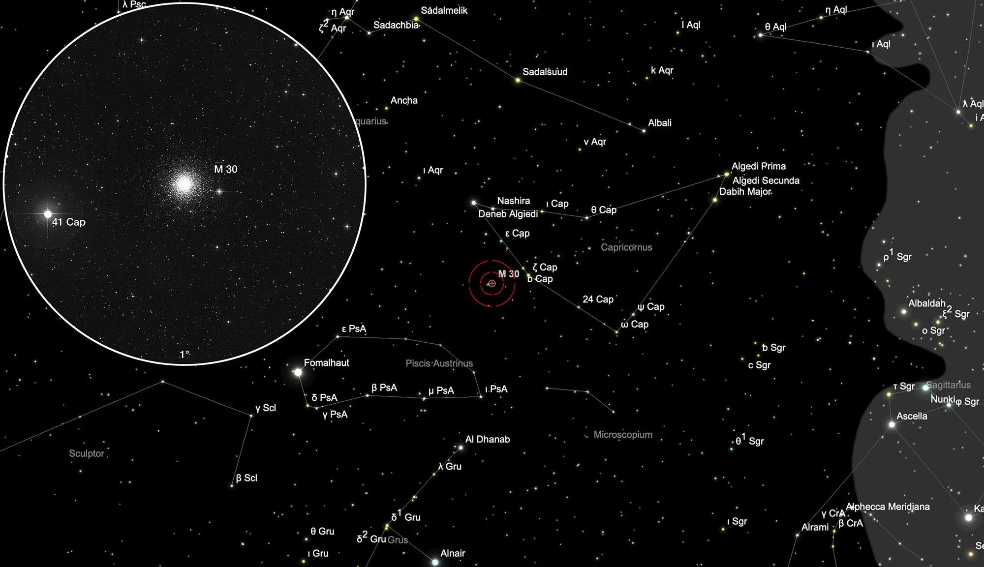 Chart Globular Cluster Messier 30