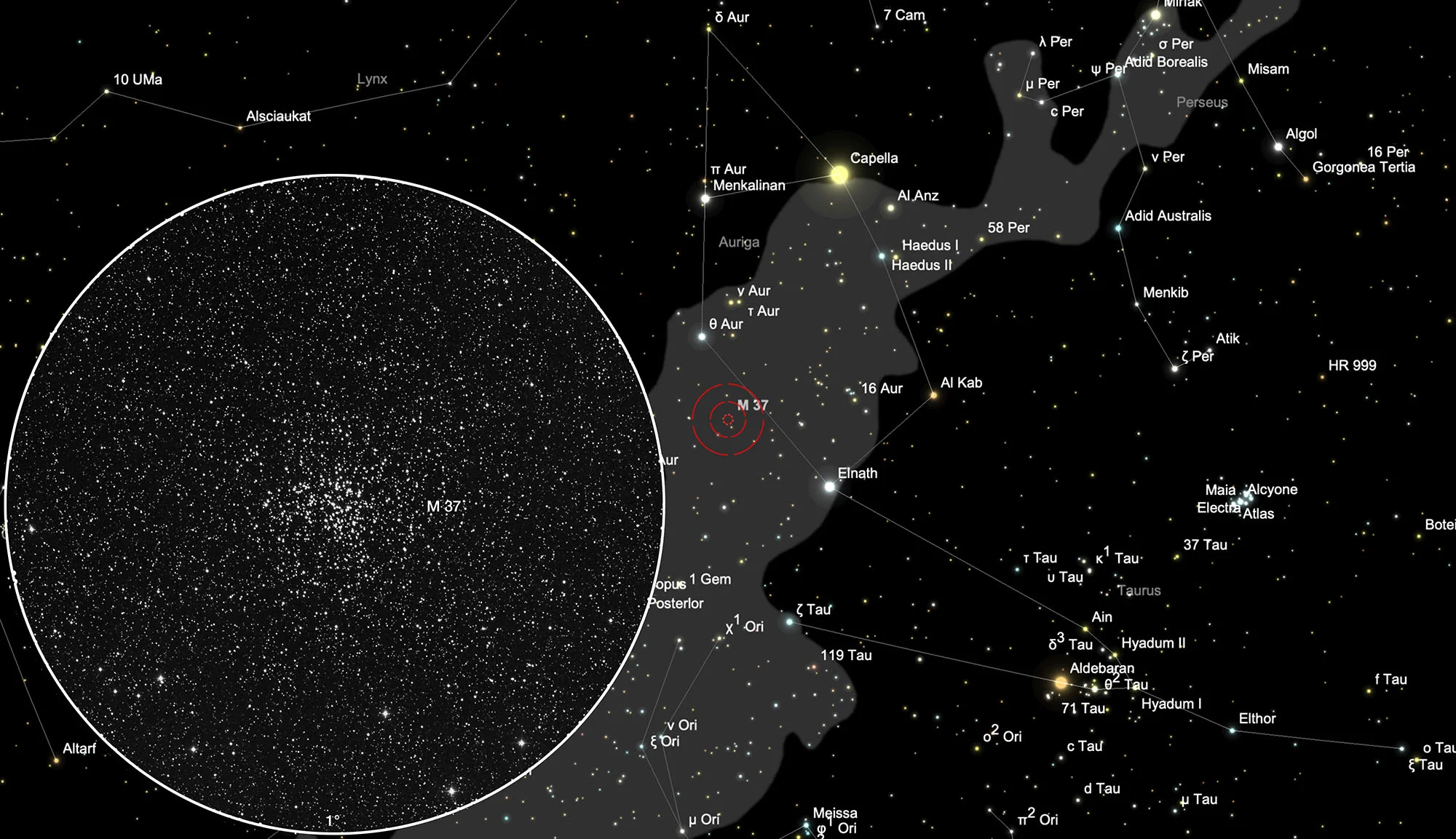 Karte Offener Sternhaufen Messier 37
