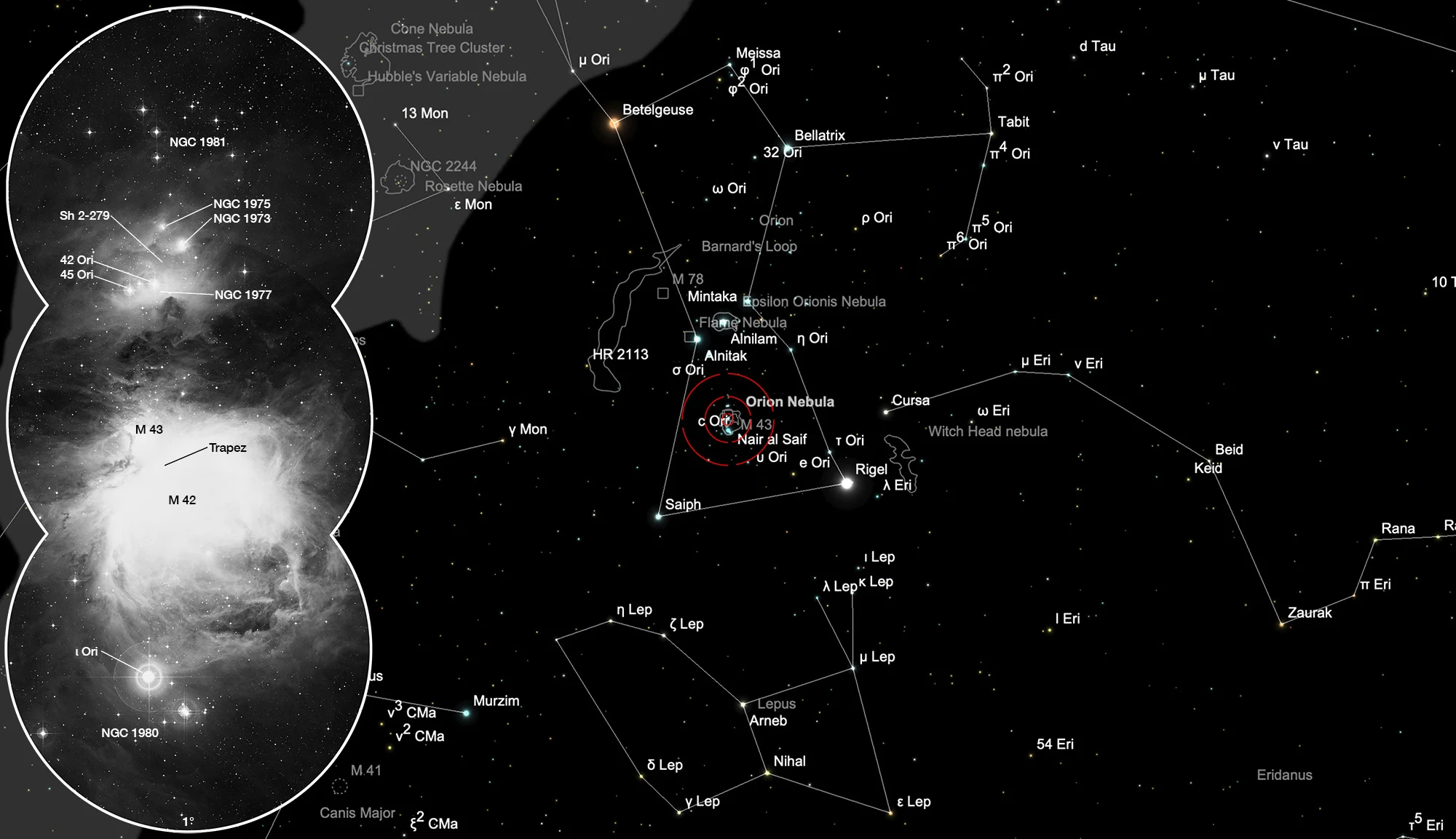 Auffindkarte Orionnebel (Messier 42 )