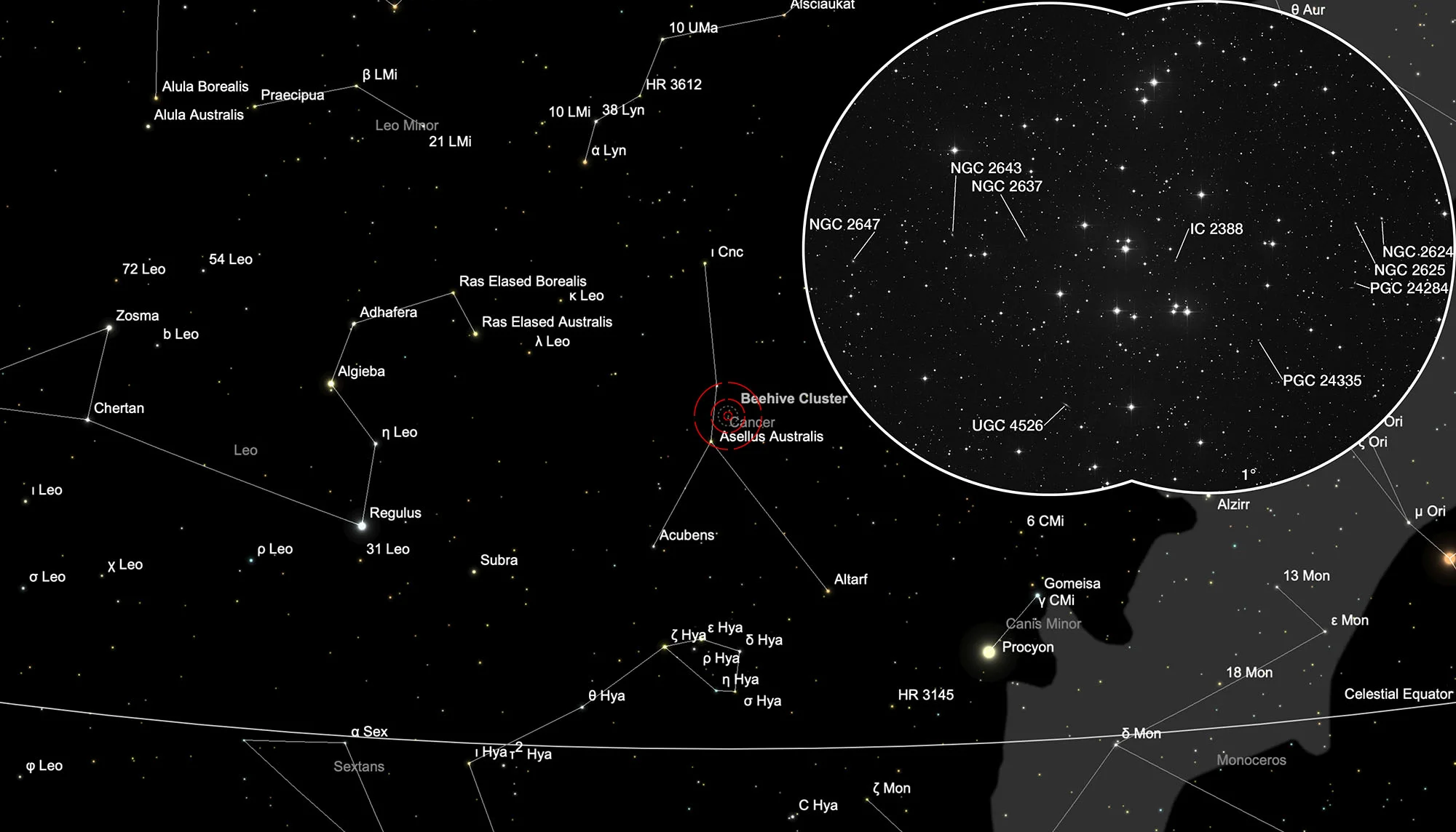 Karte Praesepe, Krippe (Messier 44)