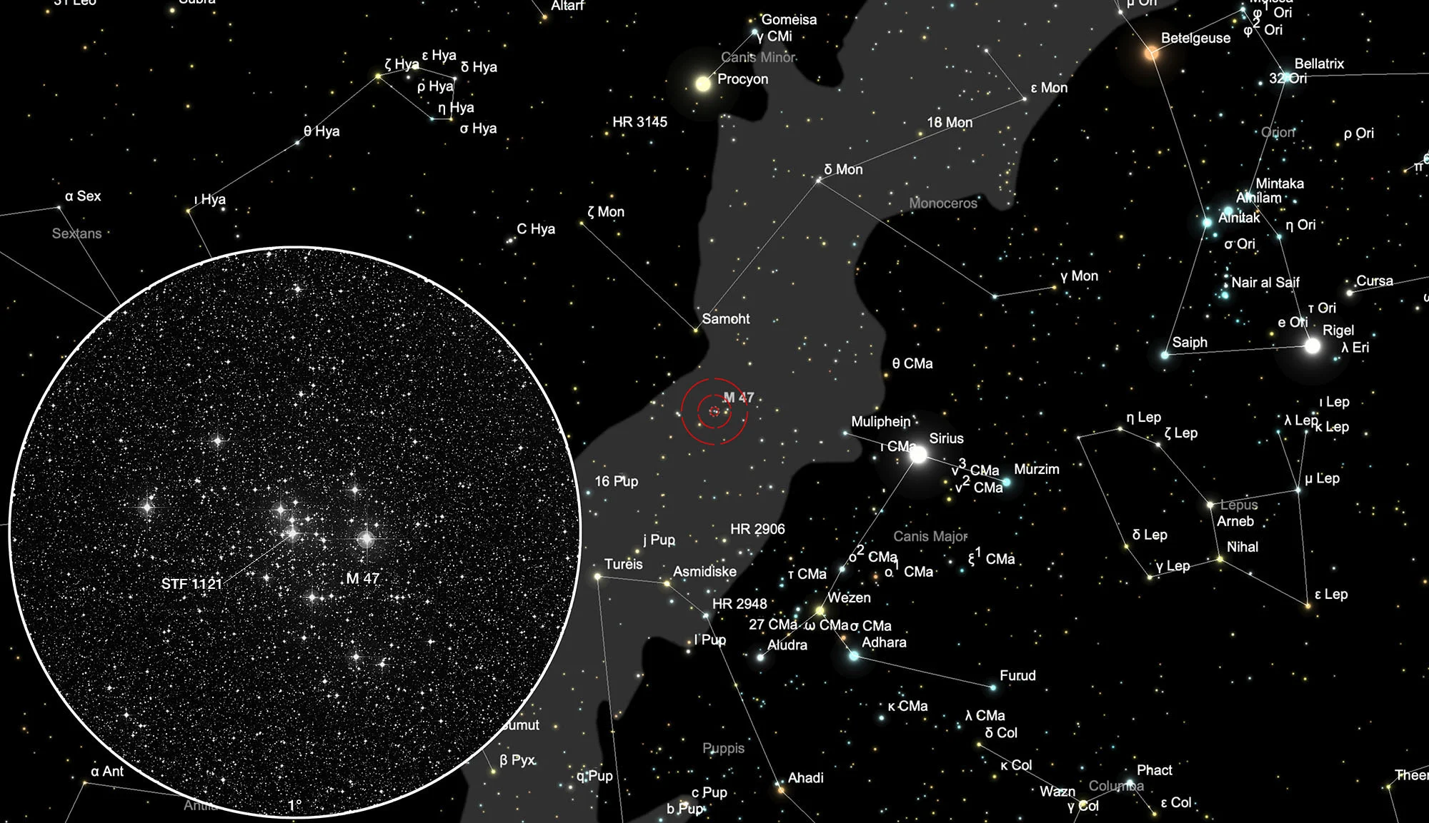 Finder Chart Open Cluster Messier 47