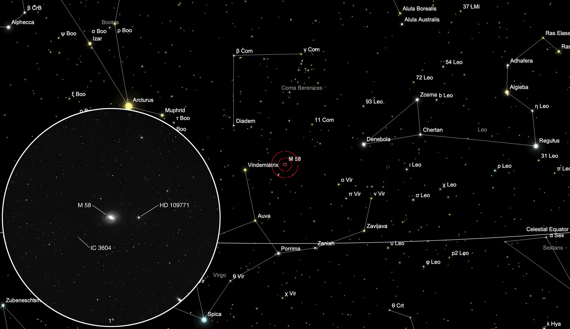 Chart Galaxy Messier 58