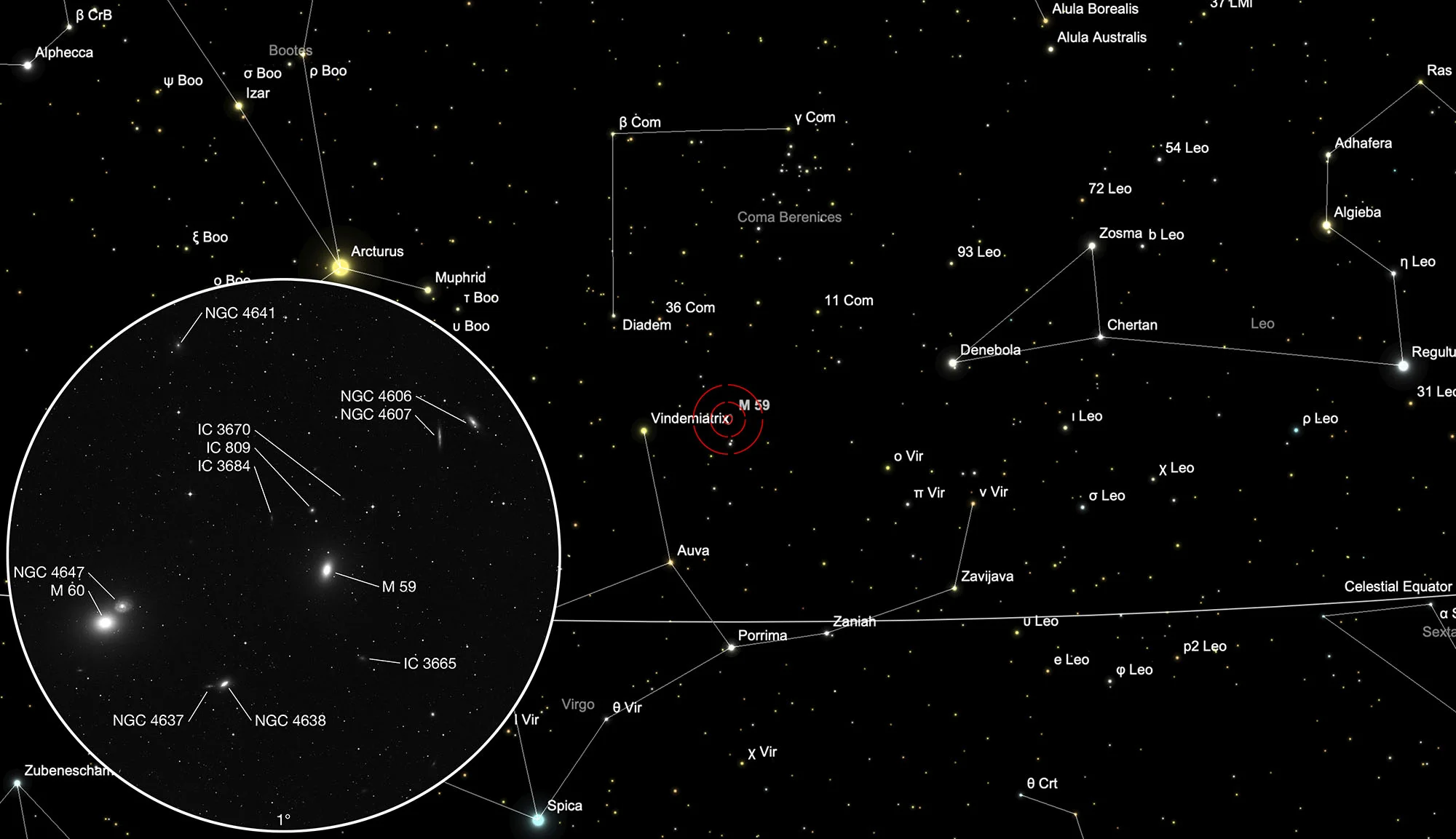 Finder Chart Galaxies Messier 59 & Messier 60