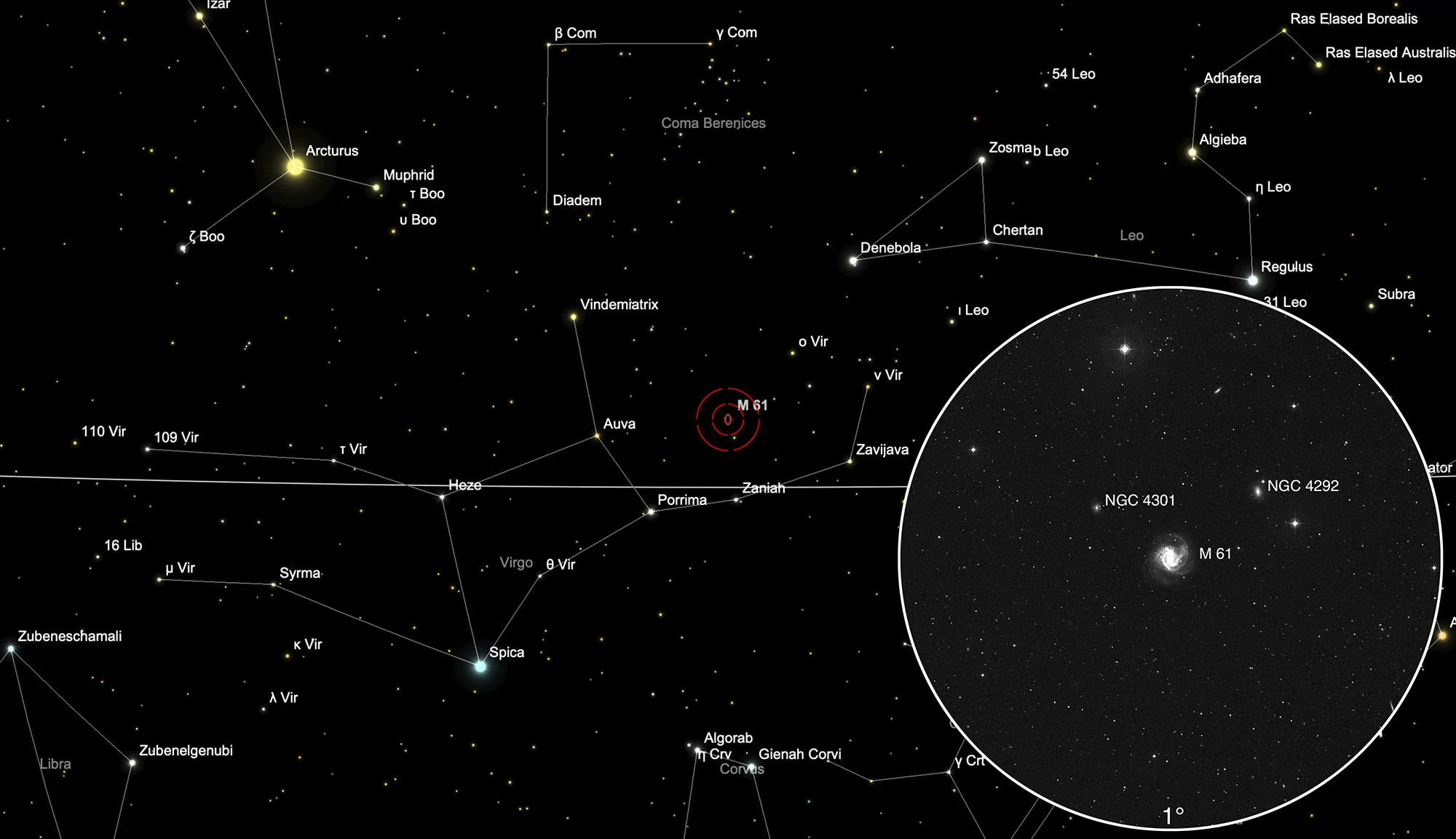 Chart Galaxy Messier 61