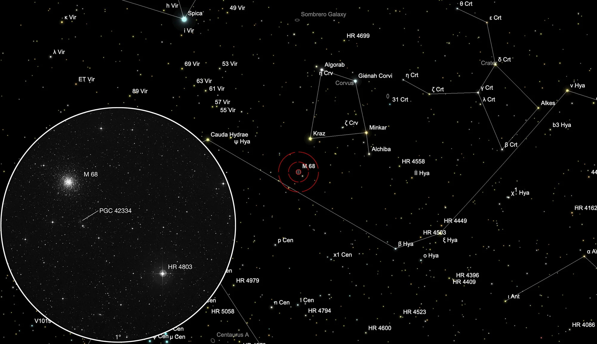 Finder Chart Globular Cluster Messier 68