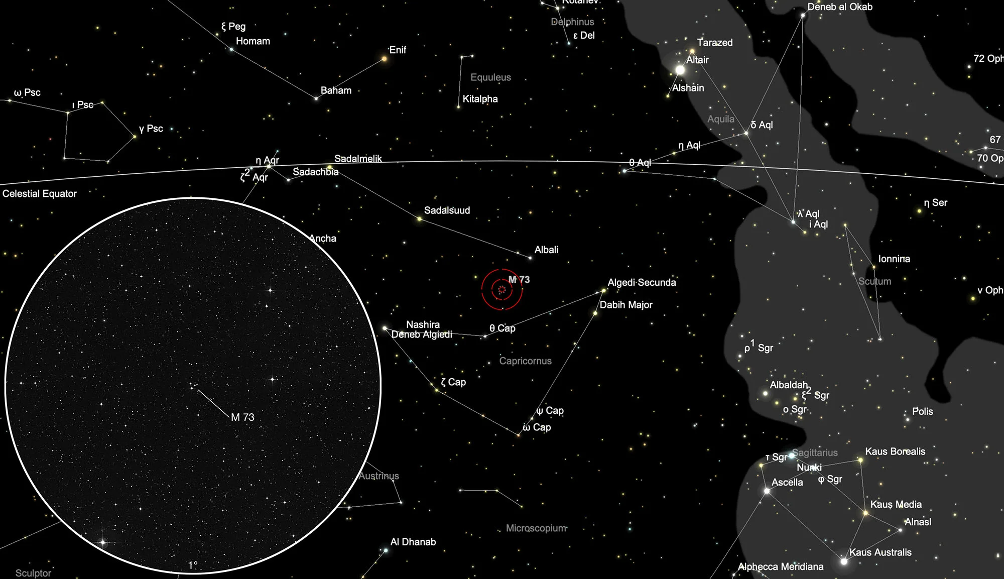 Auffindkarte Asterismus Messier 73