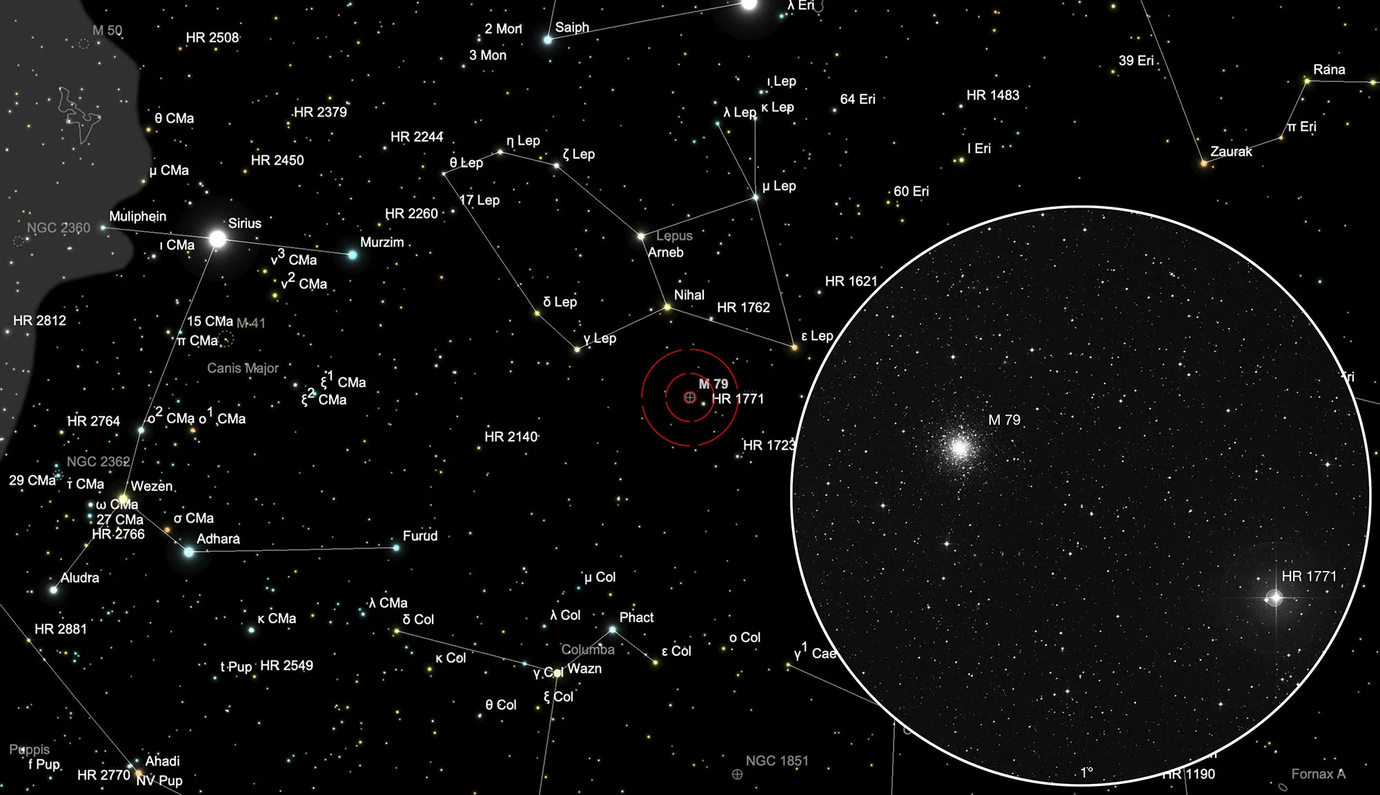 Finder Chart Globular Cluster Messier 79