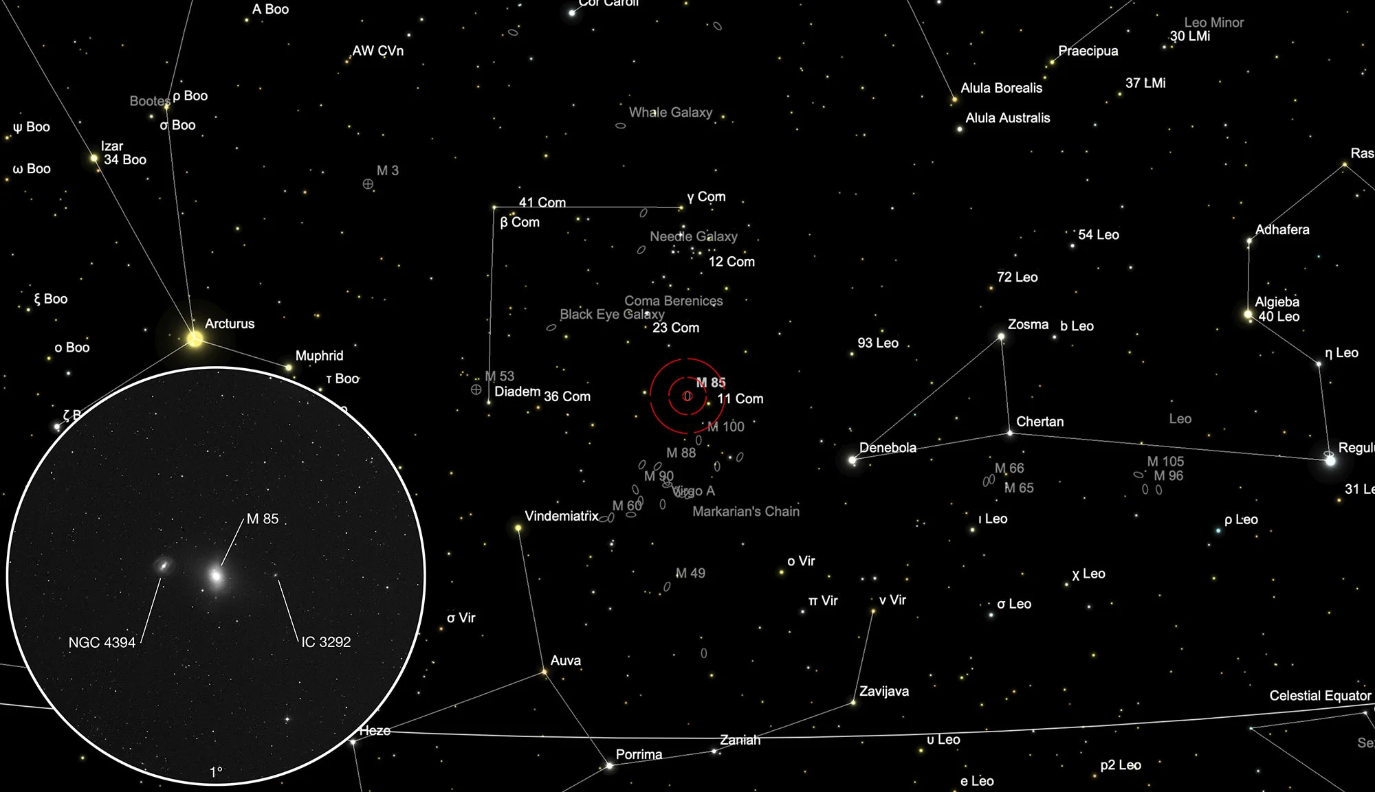 Karte Galaxie Messier 85