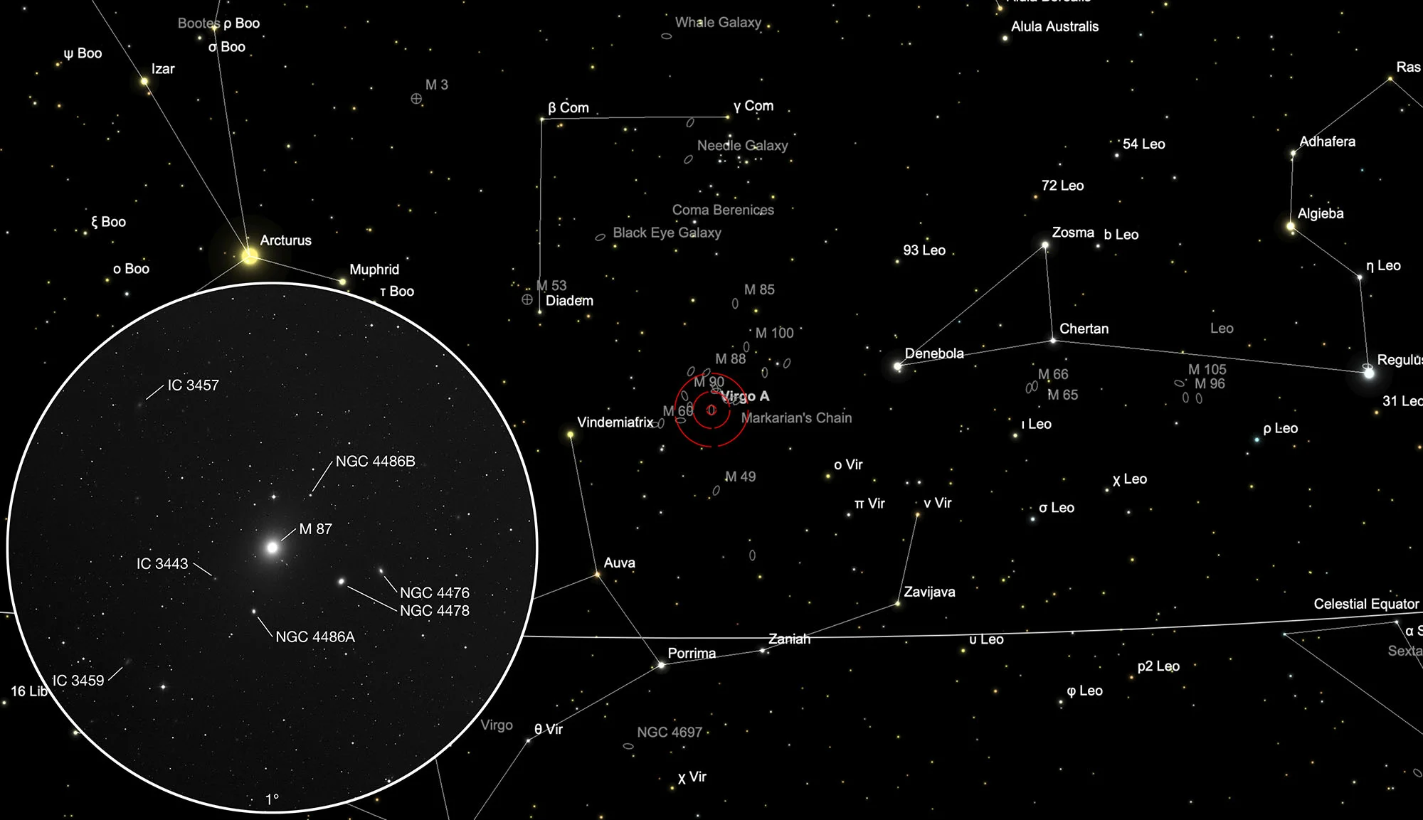 Karte Virgo A (Messier 87)