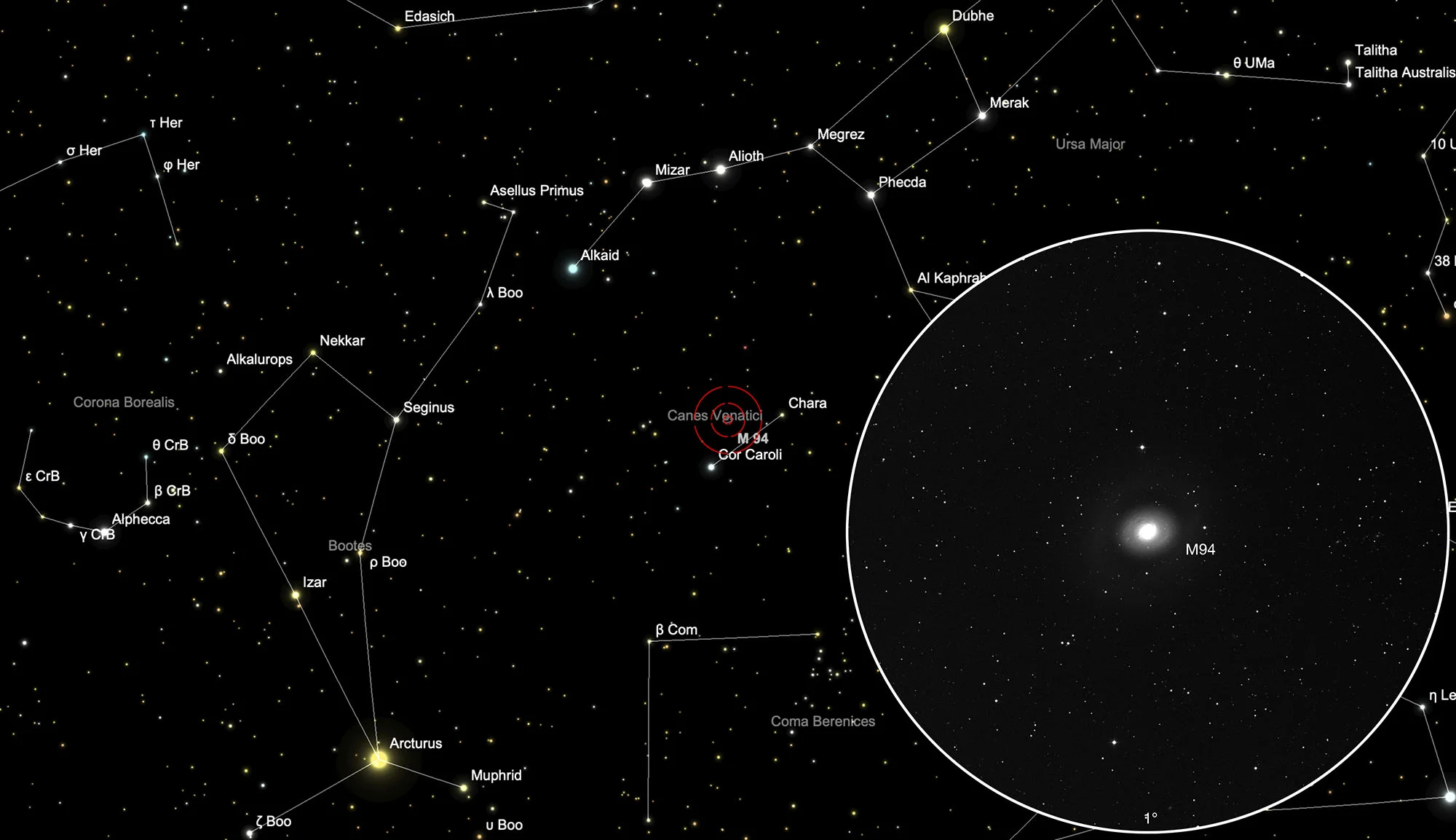 Karte Galaxie Messier 94