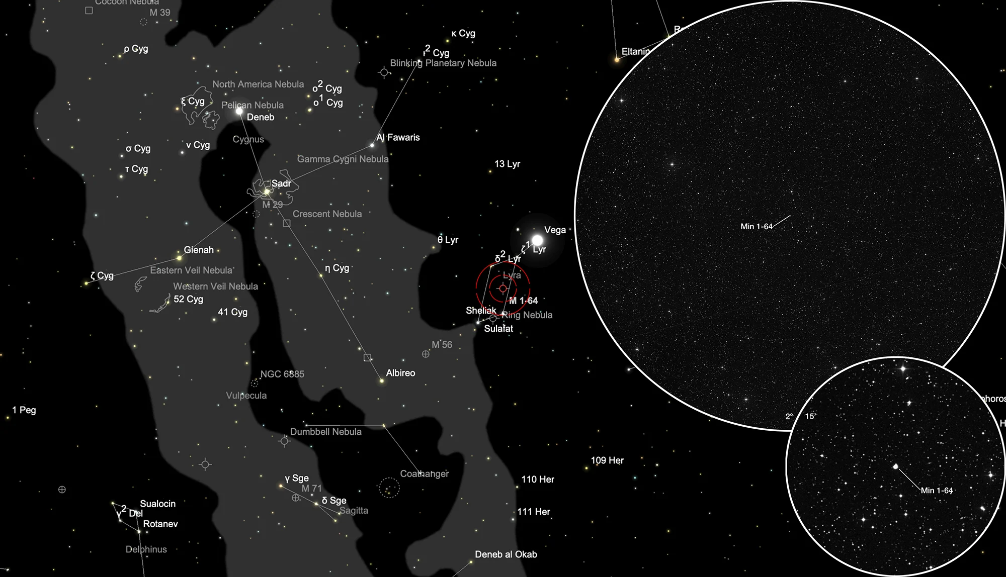 Auffindkarte Planetarischer Nebel Minkowski 1-64