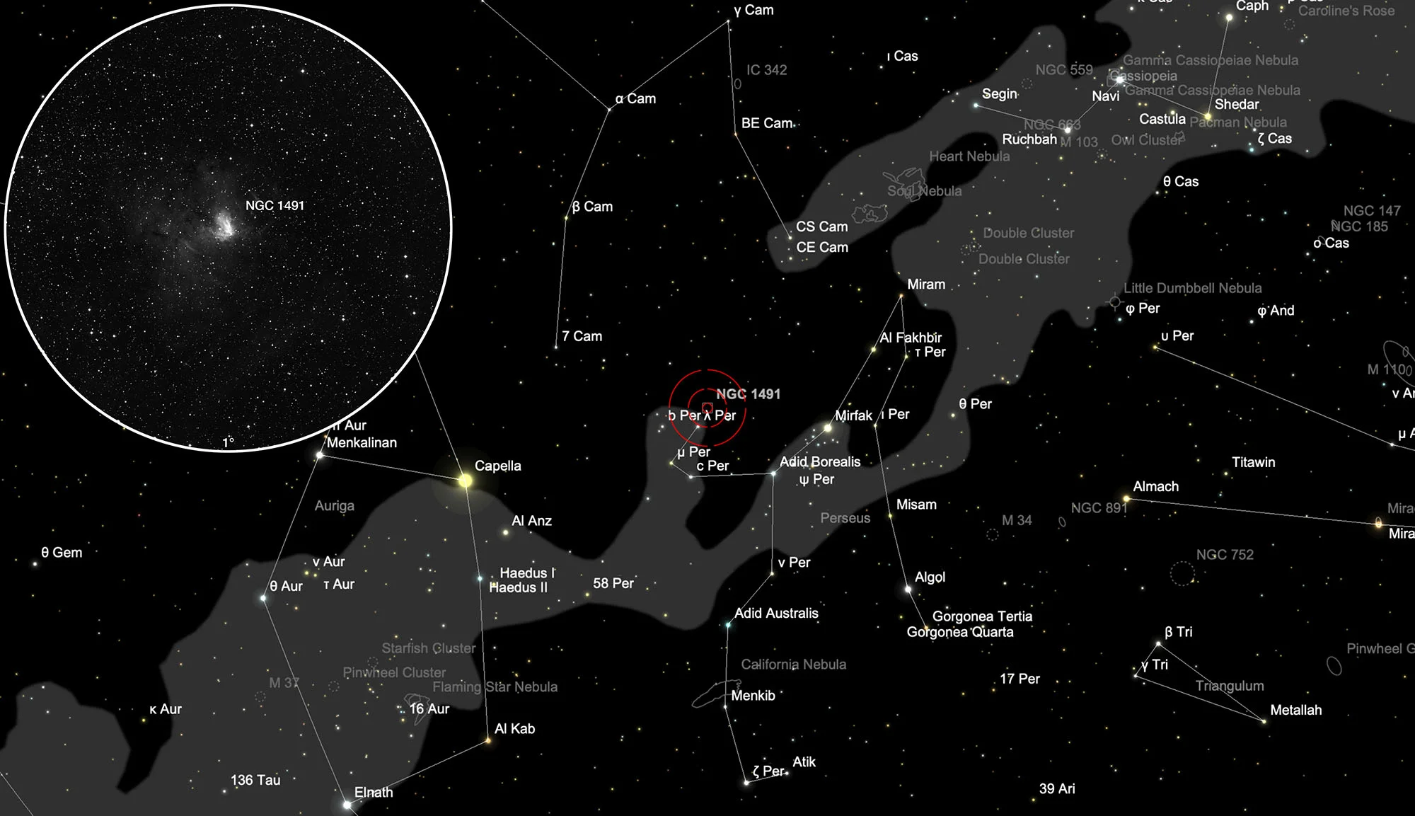 Chart Little Pacman (NGC 1491)