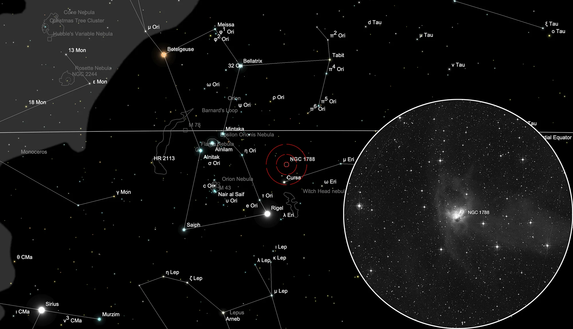 Auffindkarte Galaktischer Nebel NGC 1788