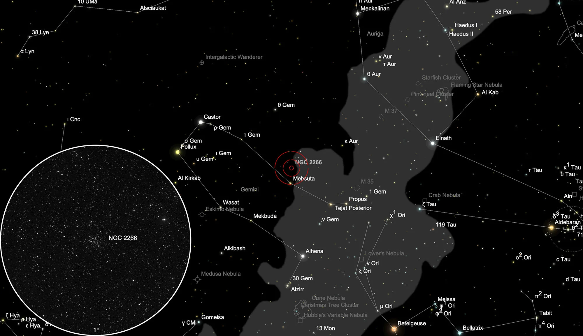 Chart Open Cluster NGC 2266
