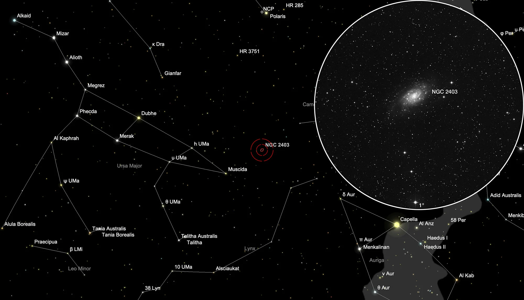 Karte Galaxie NGC 2403