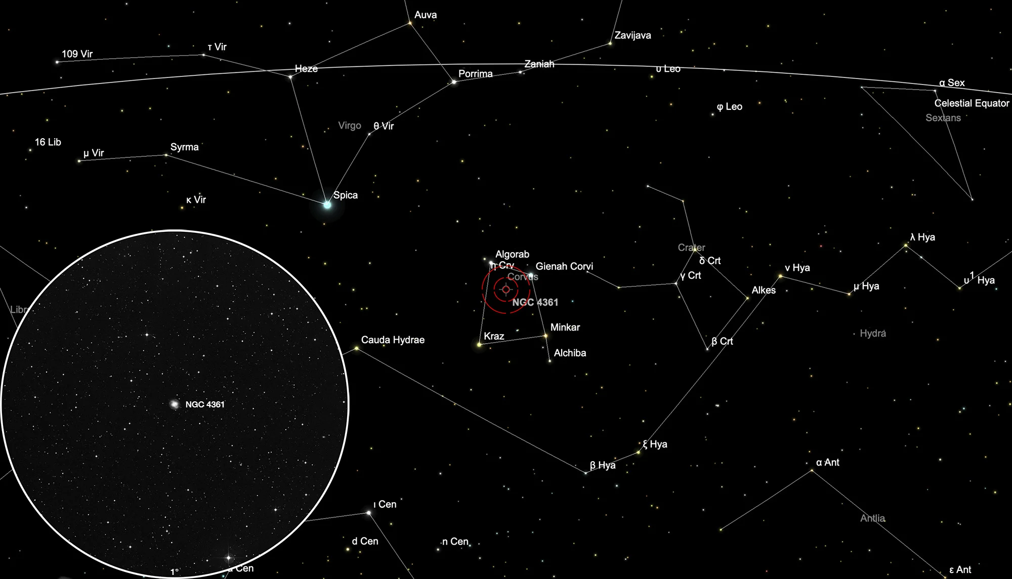 Finder Chart Planetary Nebula NGC 4361
