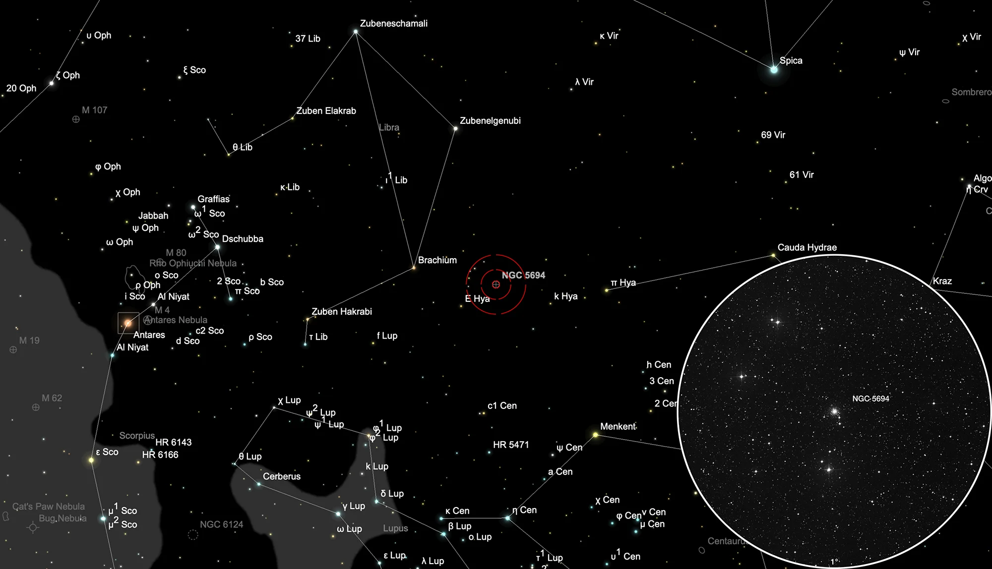 Karte Kugelsternhaufen NGC 5694