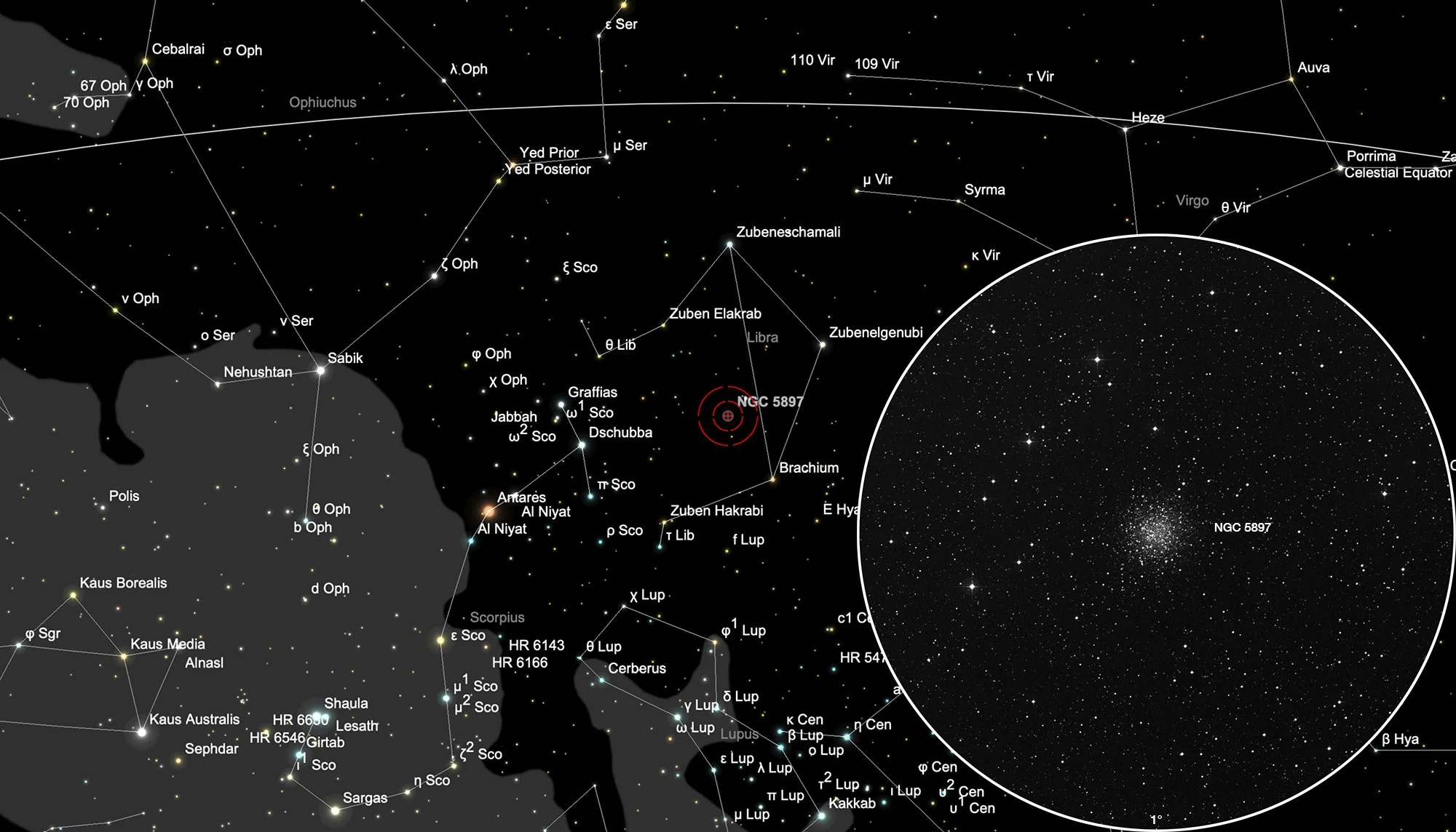 Auffindkarte Kugelsternhaufen NGC 5897