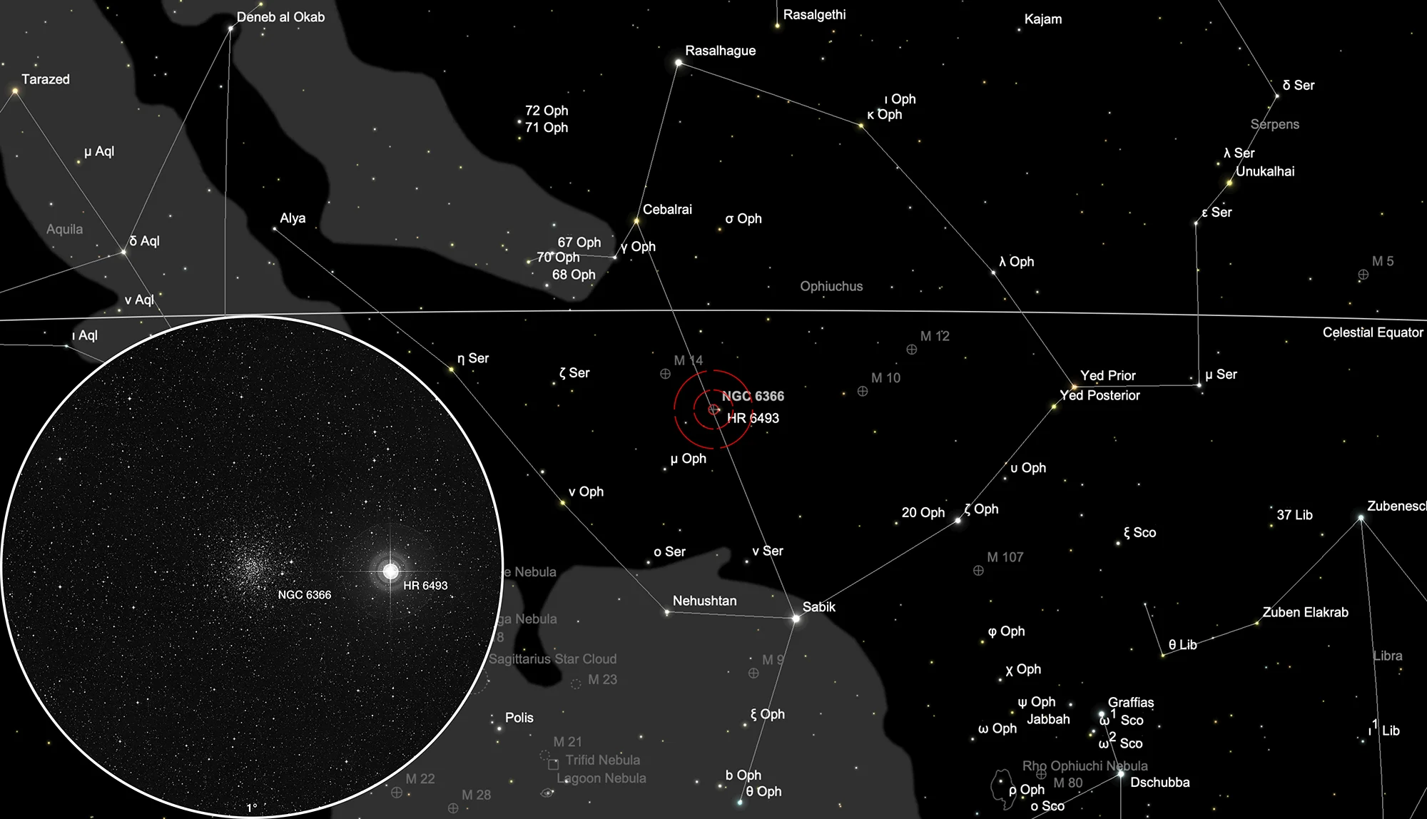 Karte Kugelsternhaufen NGC 6366