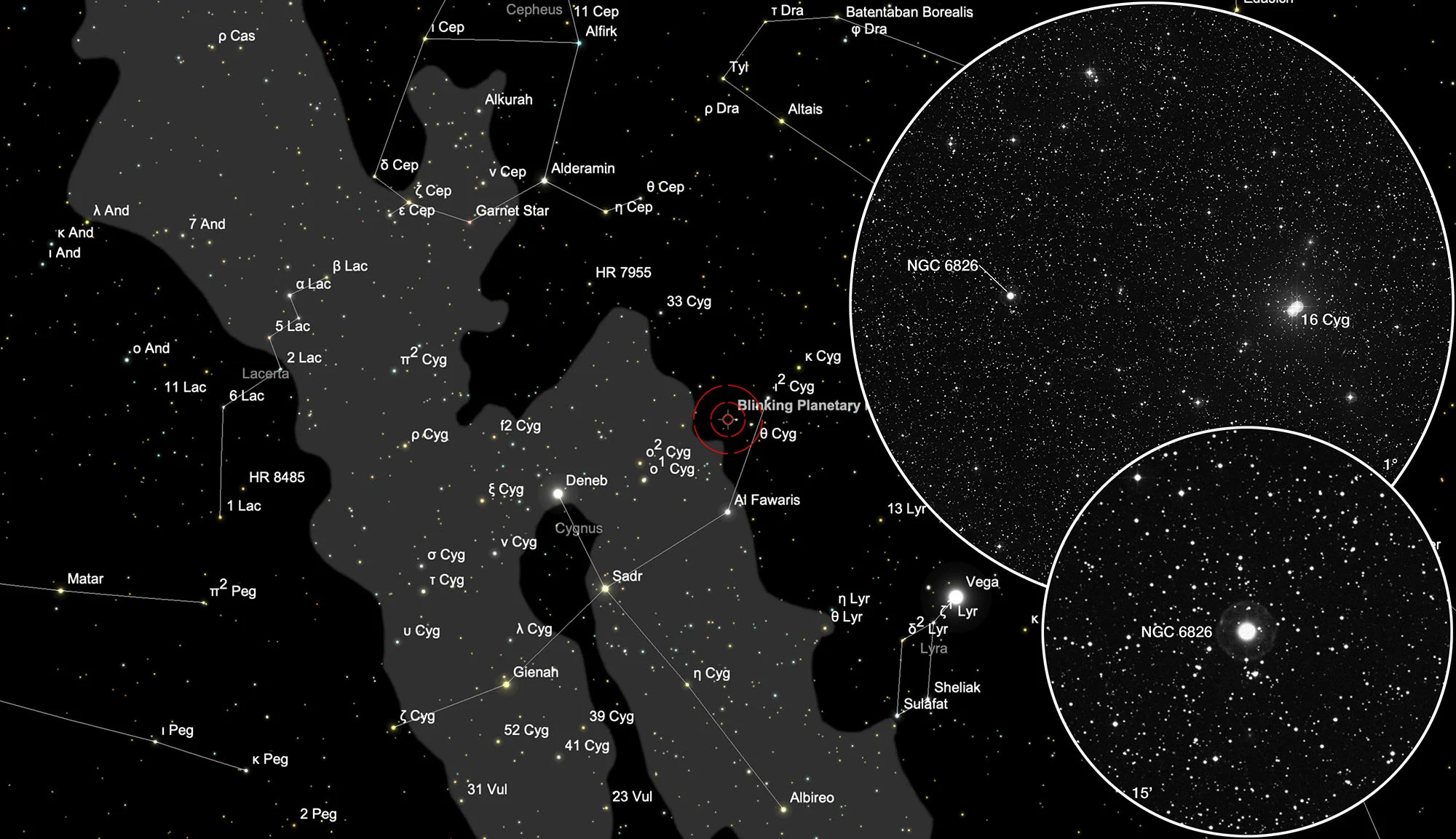 Karte Blinkender Planetarischer (NGC 6826)