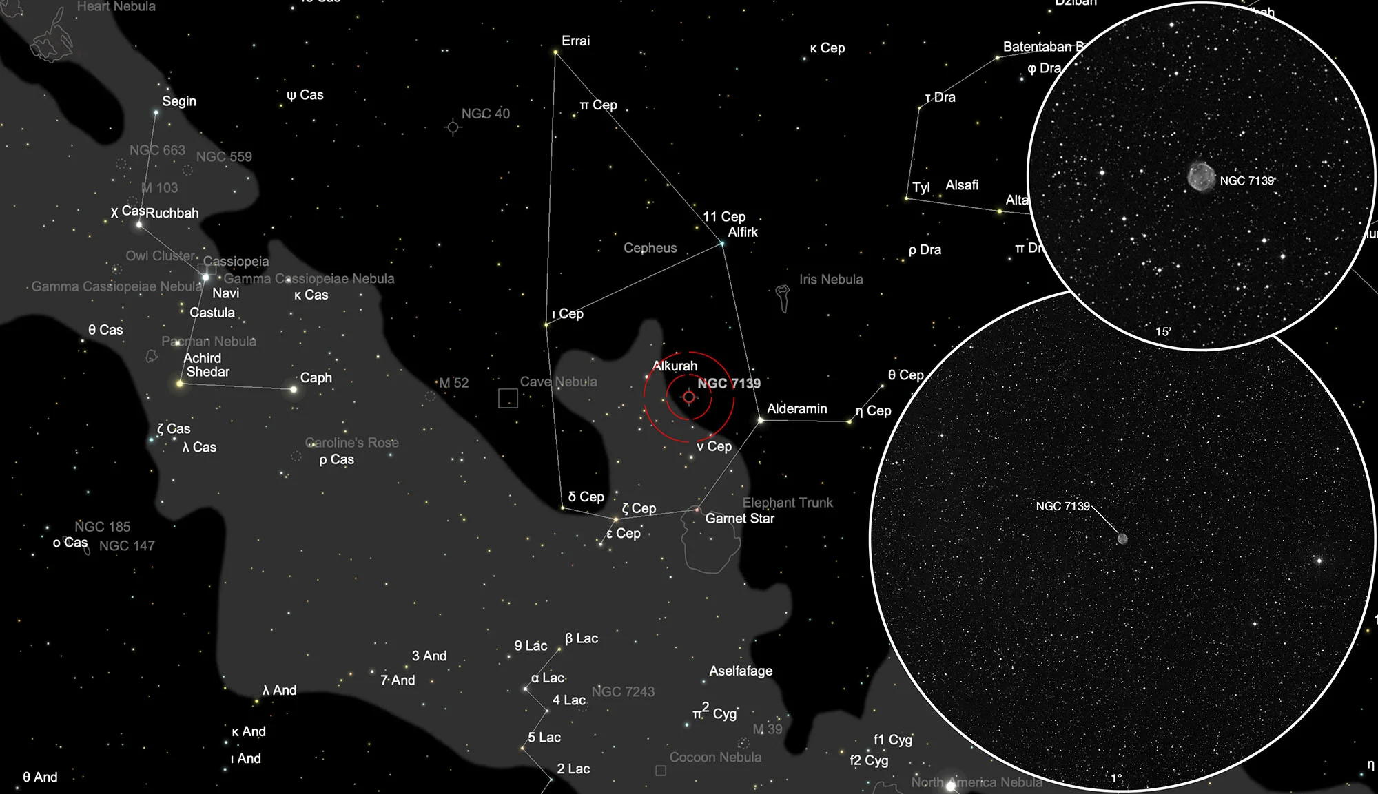 Karte Planetarischer Nebel NGC 7139