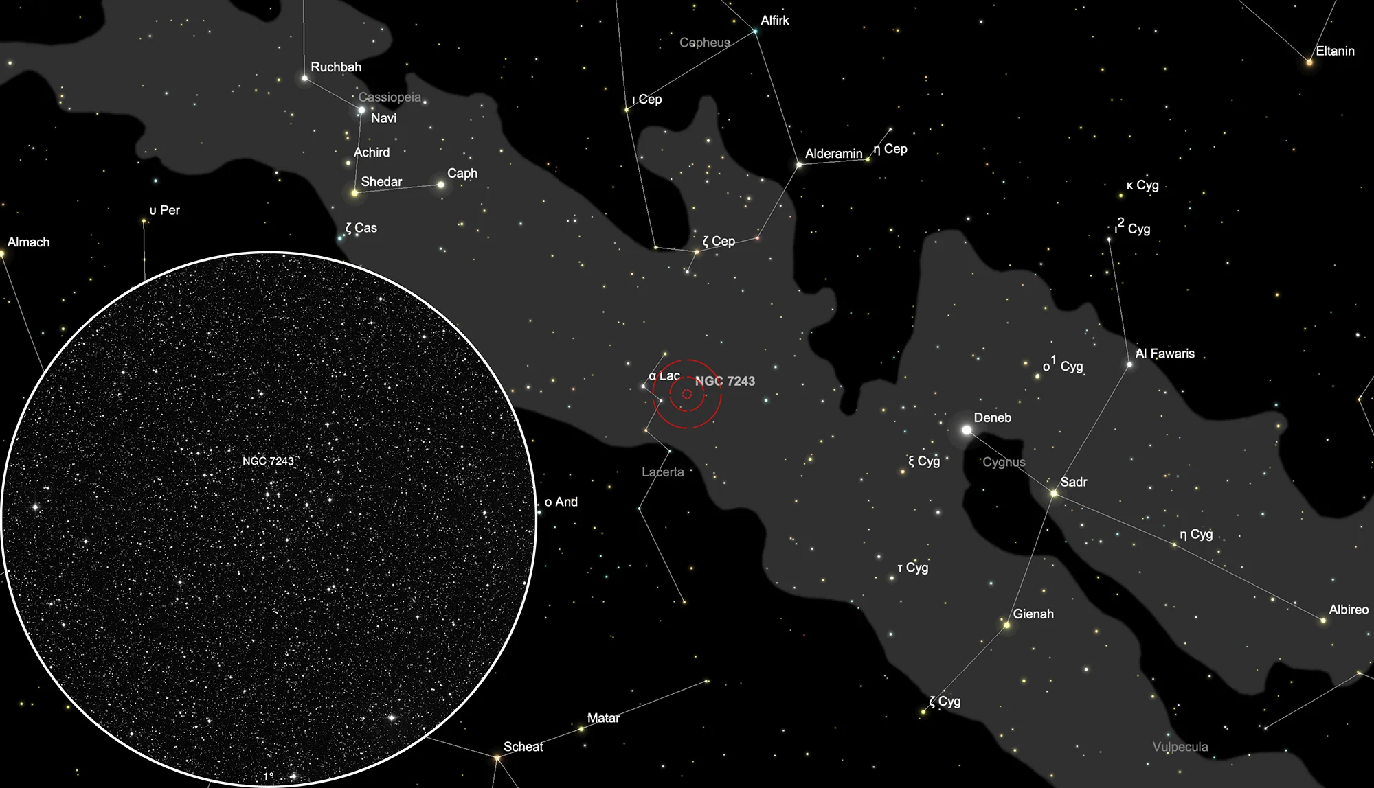 Auffindkarte Offener Sternhaufen NGC 7243