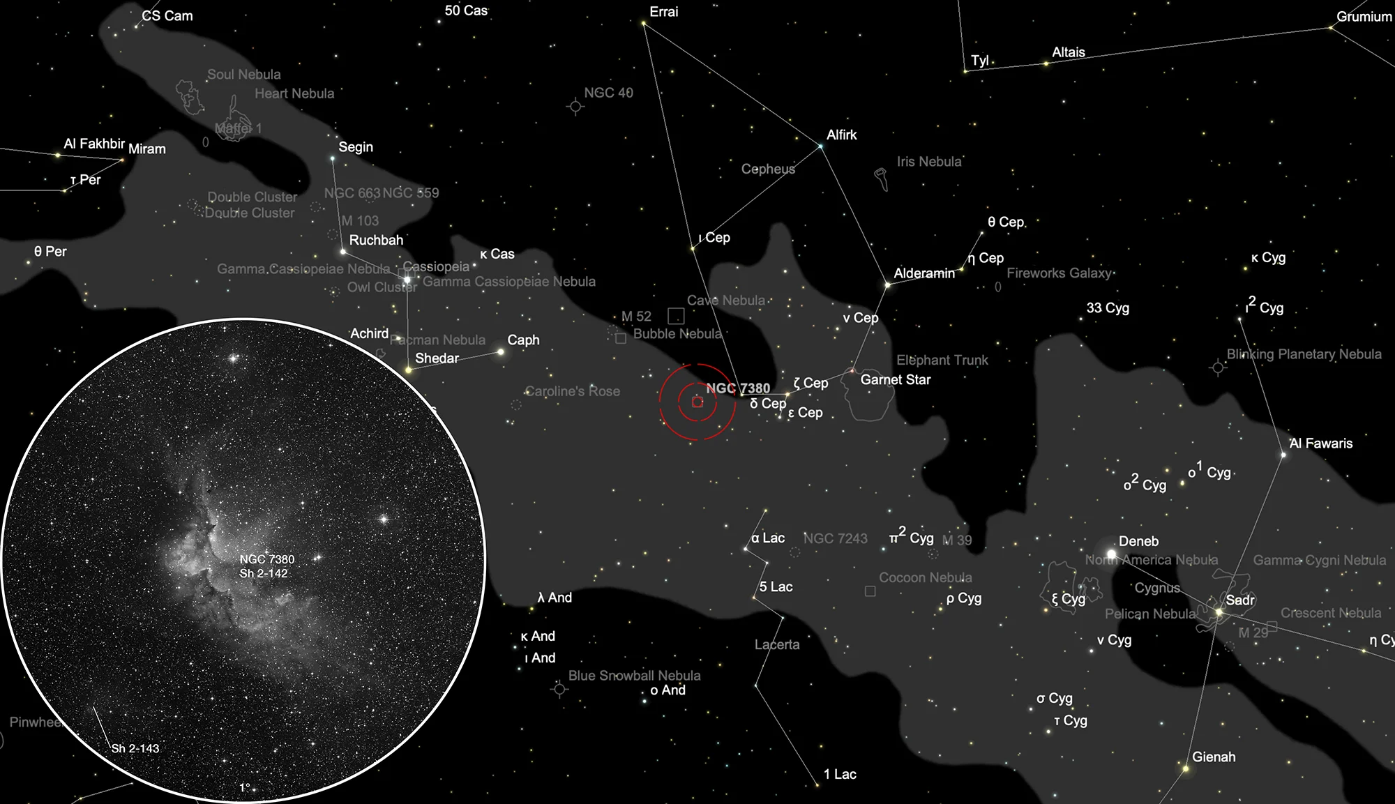 Auffindkarte Zauberernebel (NGC 7380)