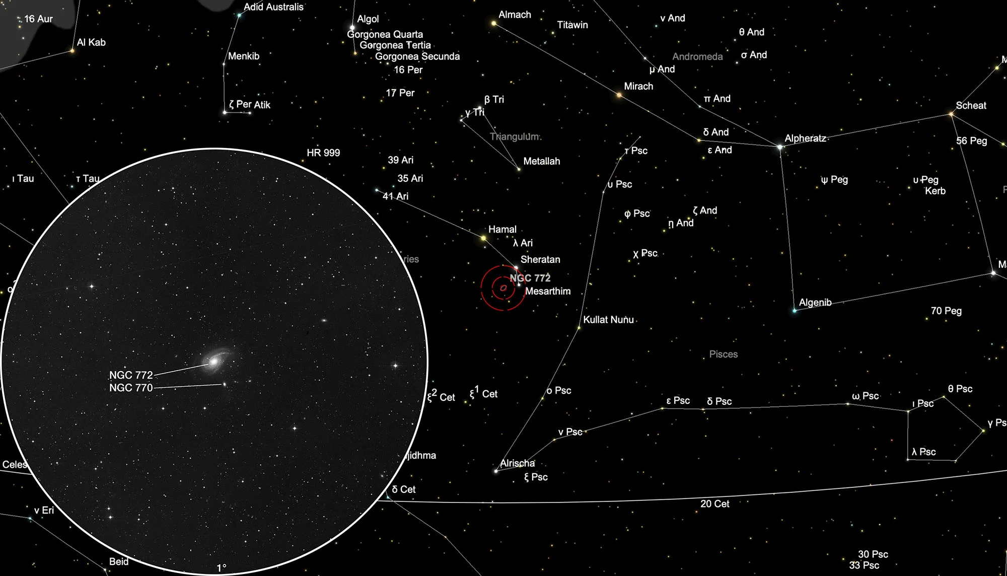 Karte Galaxienpaar NGC 770/2 (Arp 78)
