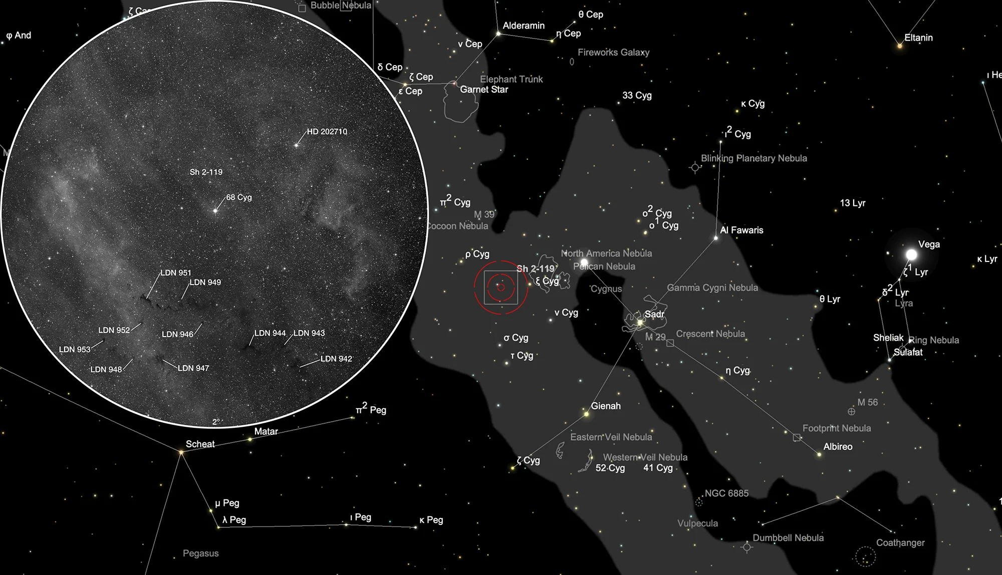 Auffindkarte Muschelnebel (Sh 2-119)